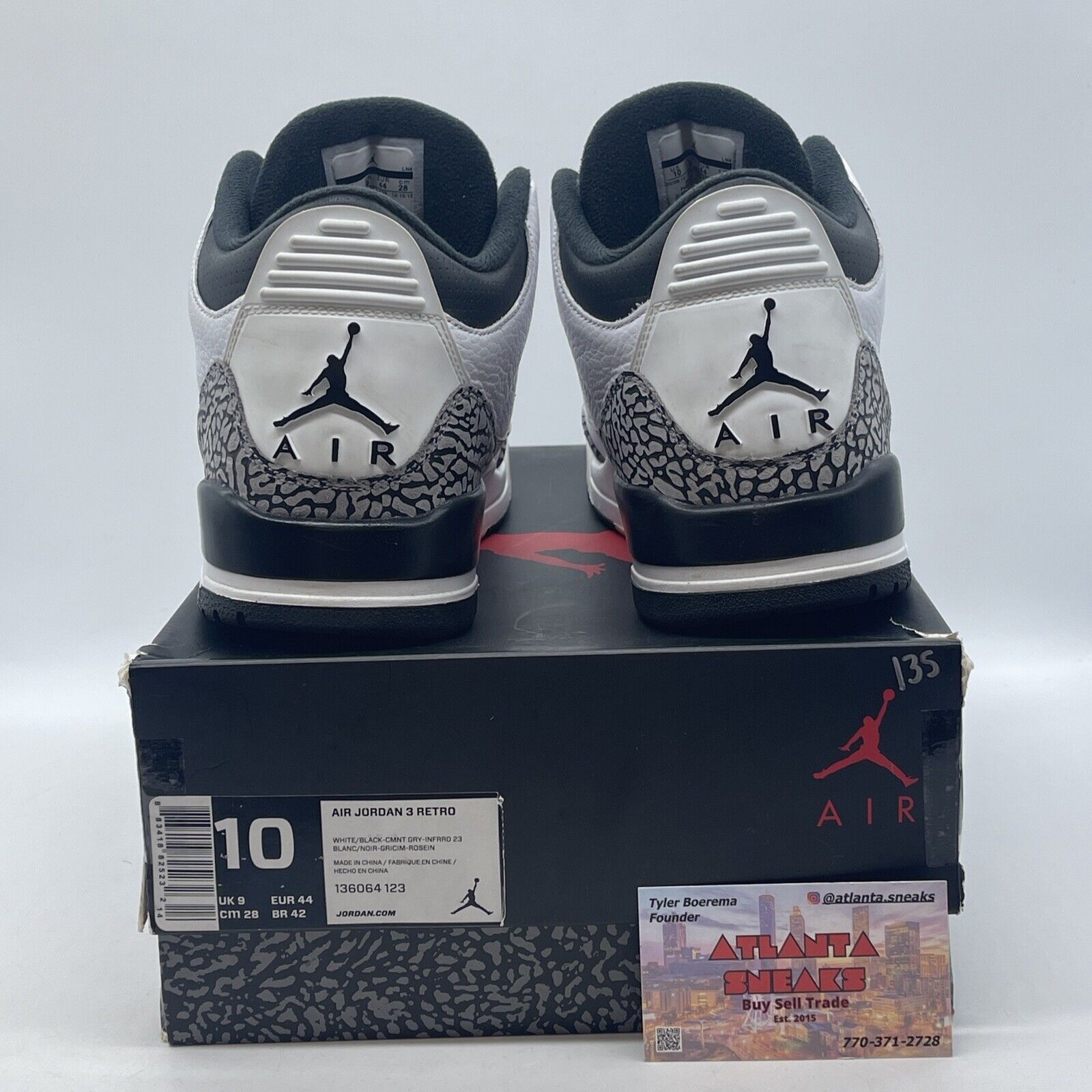 Size 10 - Air Jordan 3 Retro Infrared 23 Red Black Gray White (136064-123)