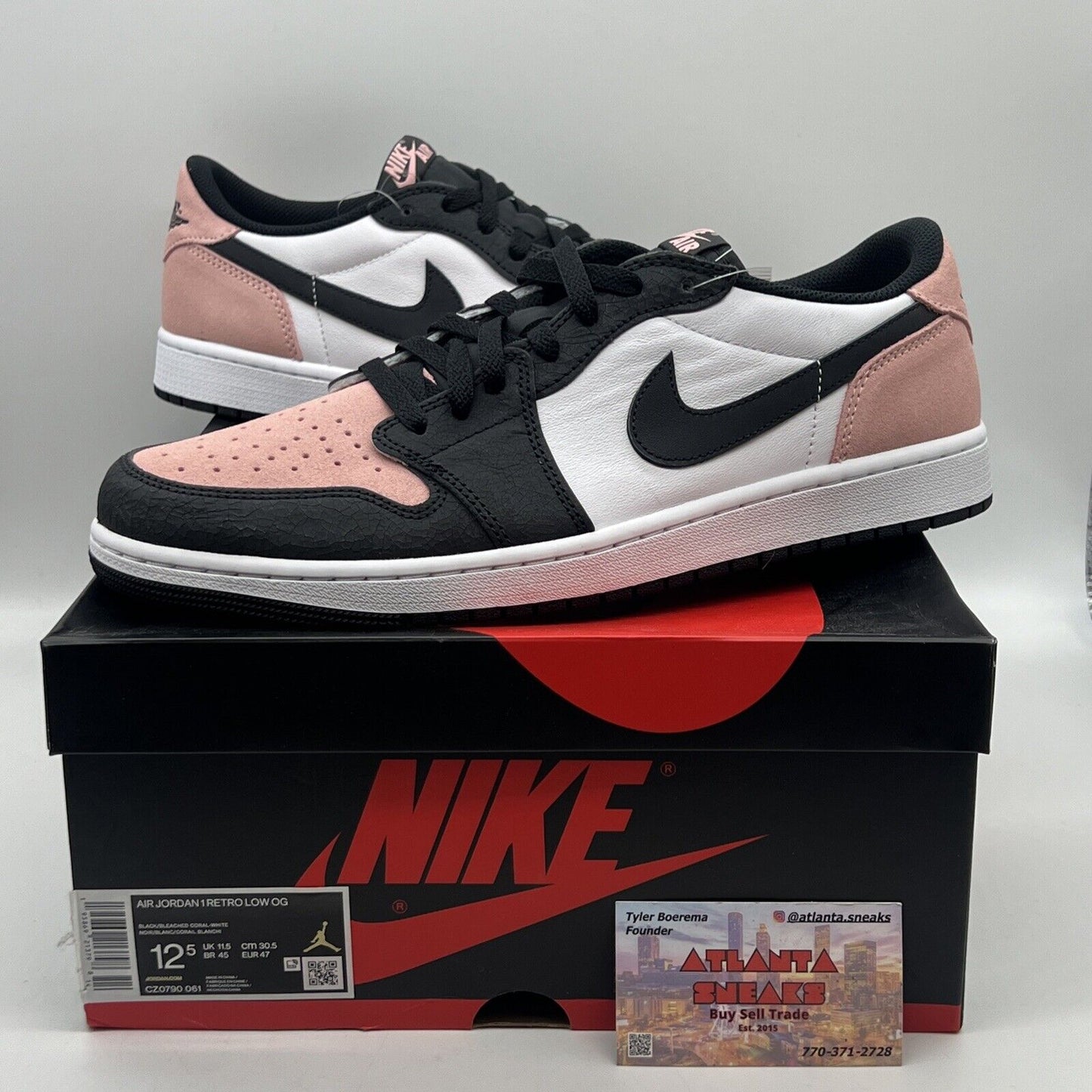 Size 12.5 - Jordan 1 Low OG Bleached Coral Brand New Og All Black White