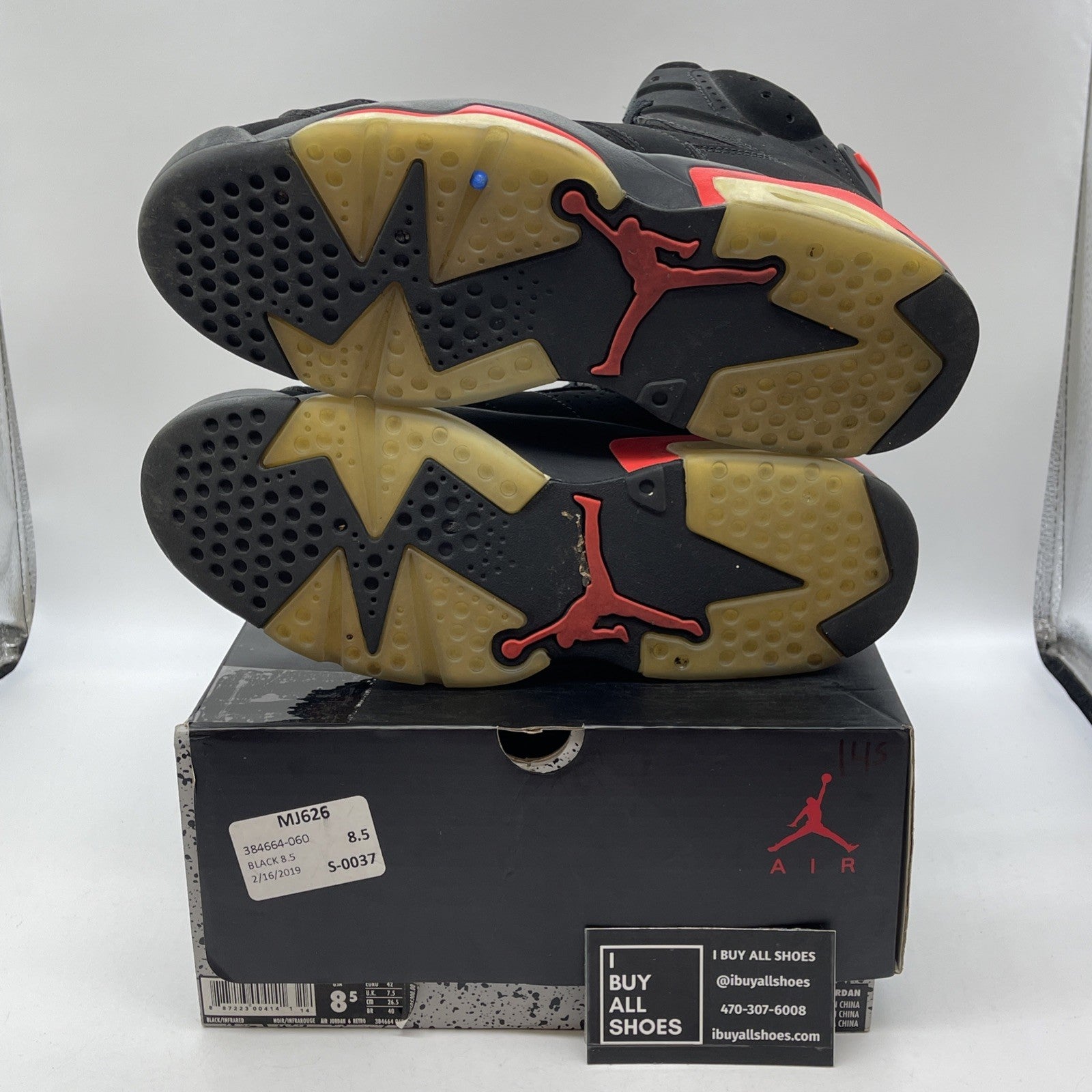 Size 8.5 - Jordan 6 Retro Mid Infrared Black Pink Suede (384664-060)
