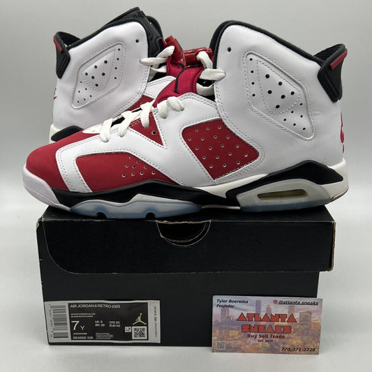 Size 7 - Jordan 6 Retro OG Mid Carmine Black White Red Leather Suede