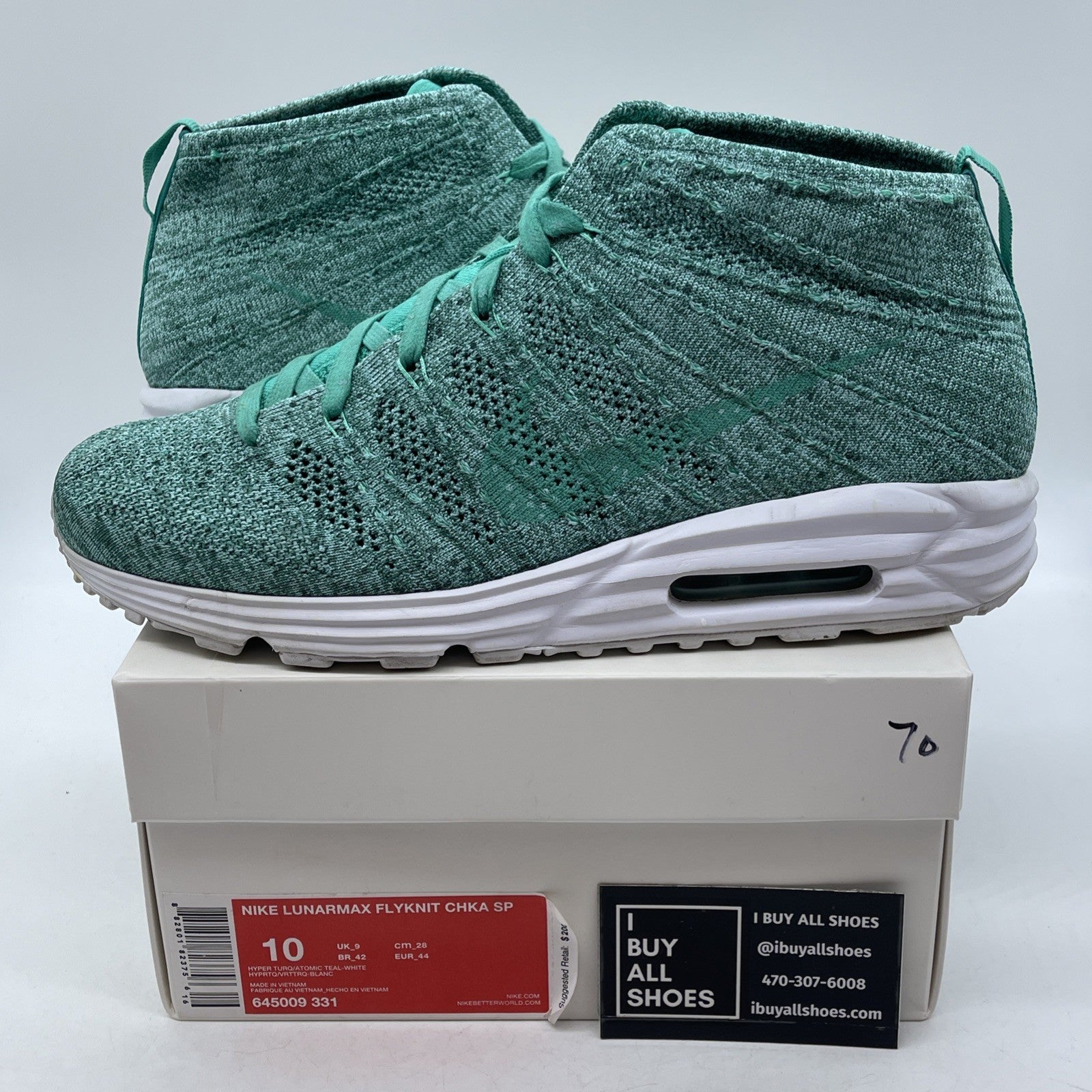 Size 10 - Nike Lunar Max Flyknit Chukka SP Blue White Suede (645009-331)