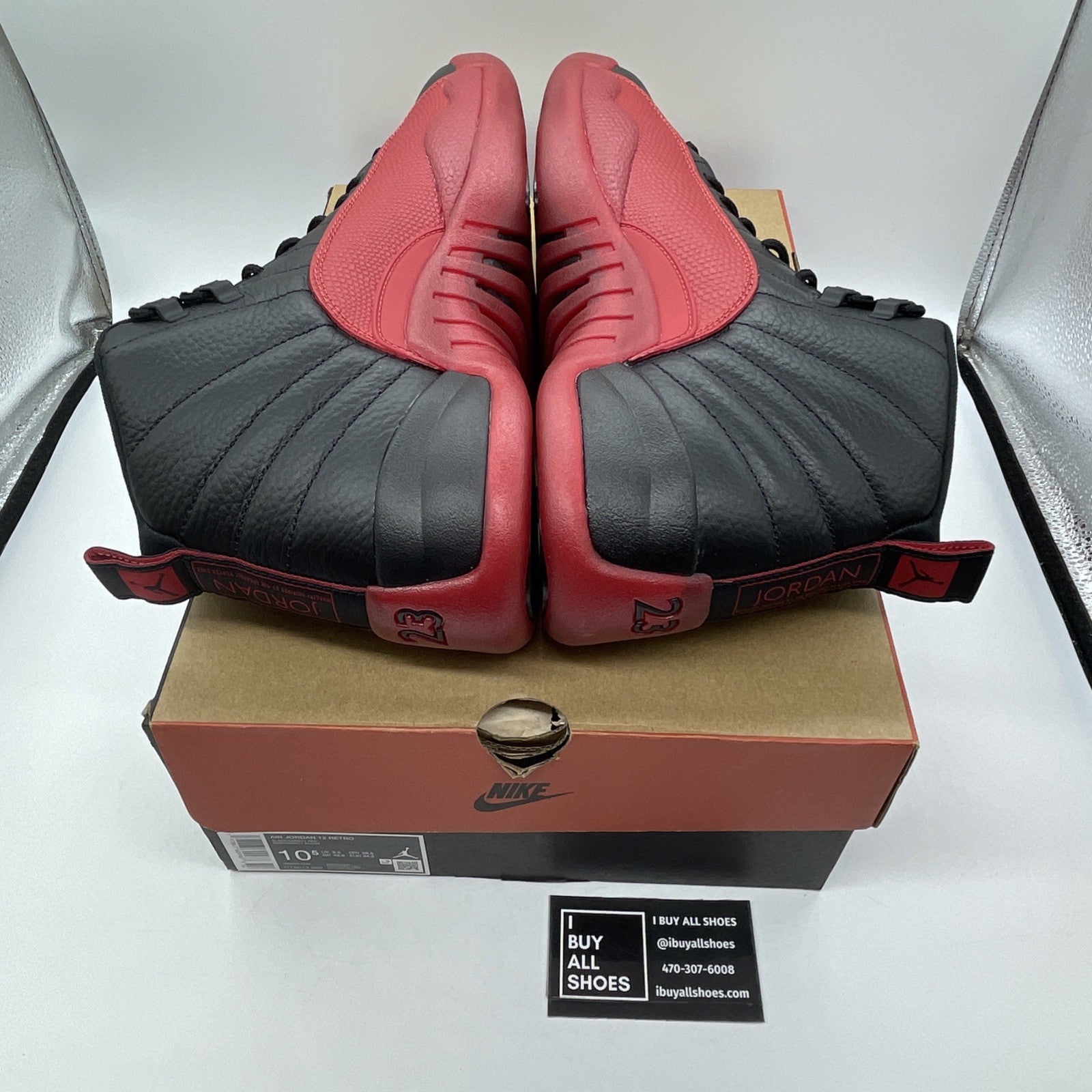 Size 10.5 - Air Jordan 12 Retro 2025 Flu Game Black Red Leather (CT8013-002)