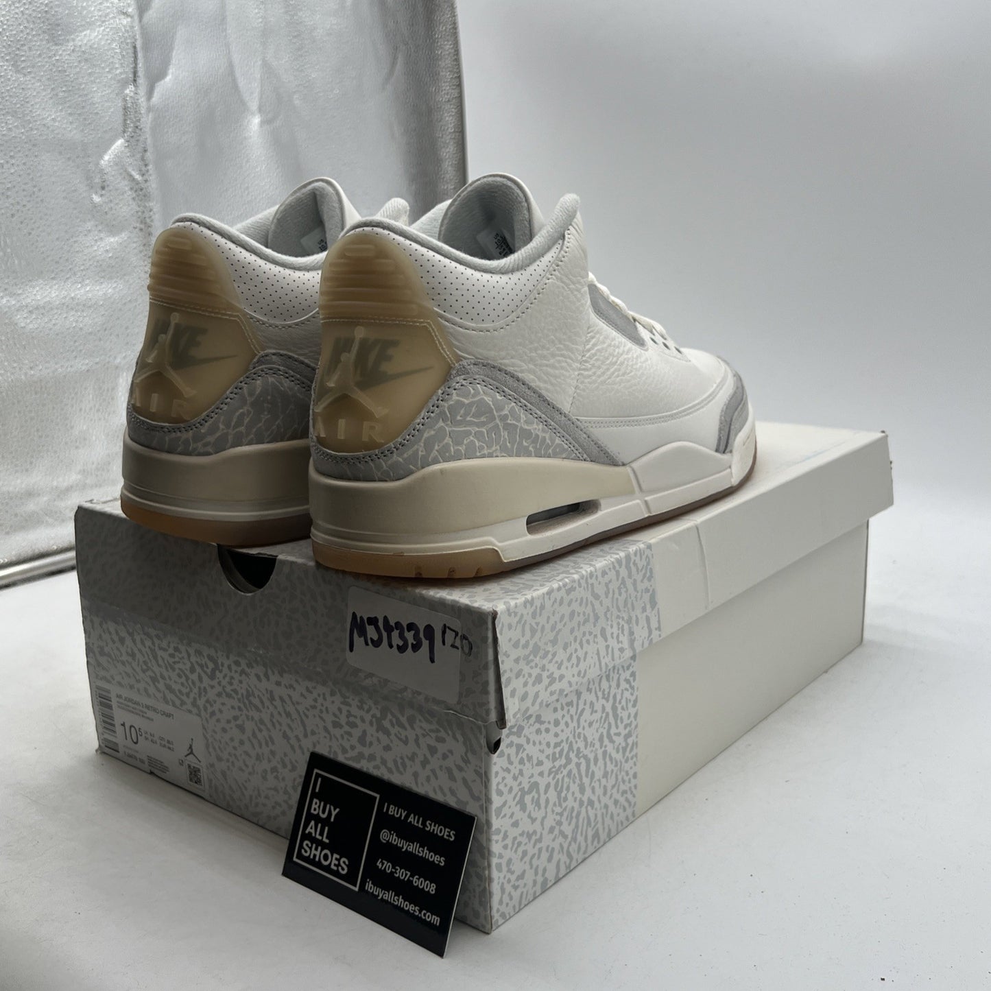 Size 10.5 - Air Jordan 3 Retro Craft Ivory/Grey White Leather (FJ9579-100)