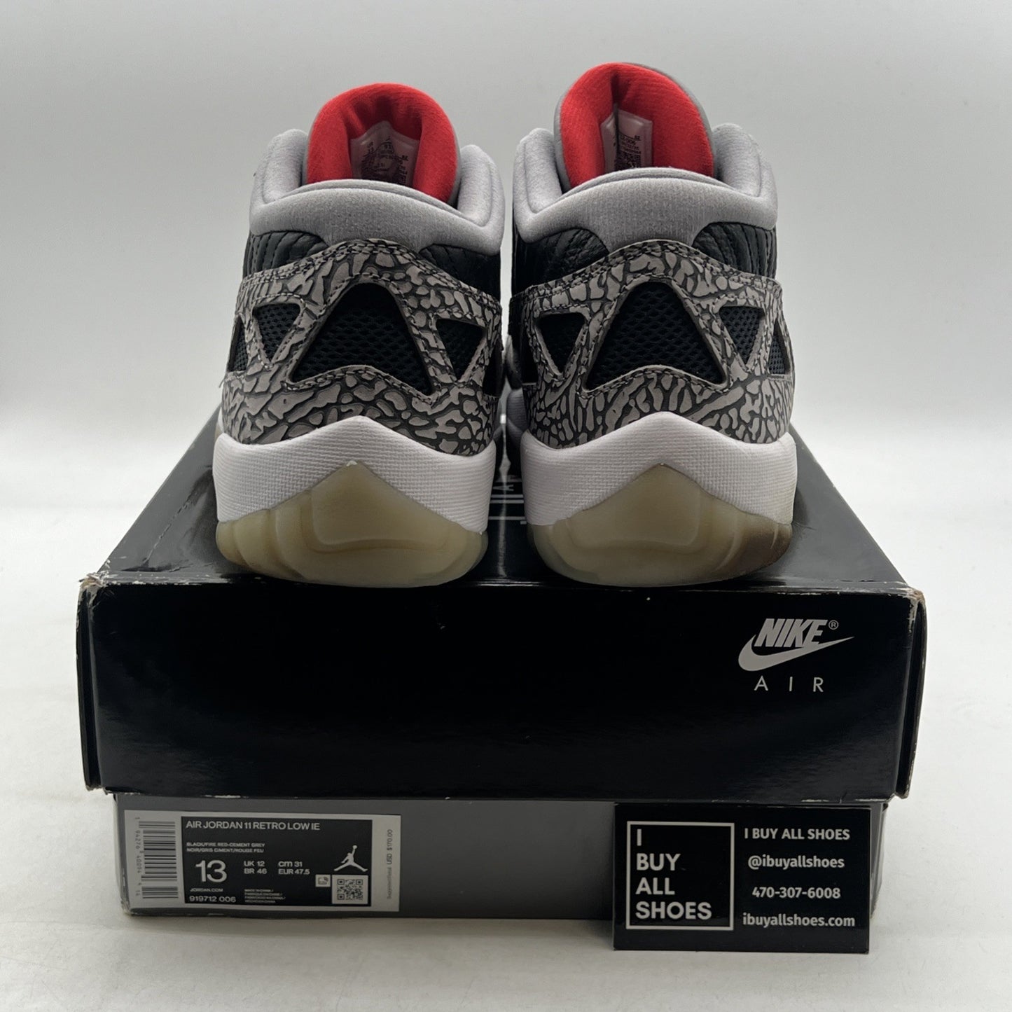 Size 13 - Air Jordan 11 Retro IE Low Black Cement (919712-006)