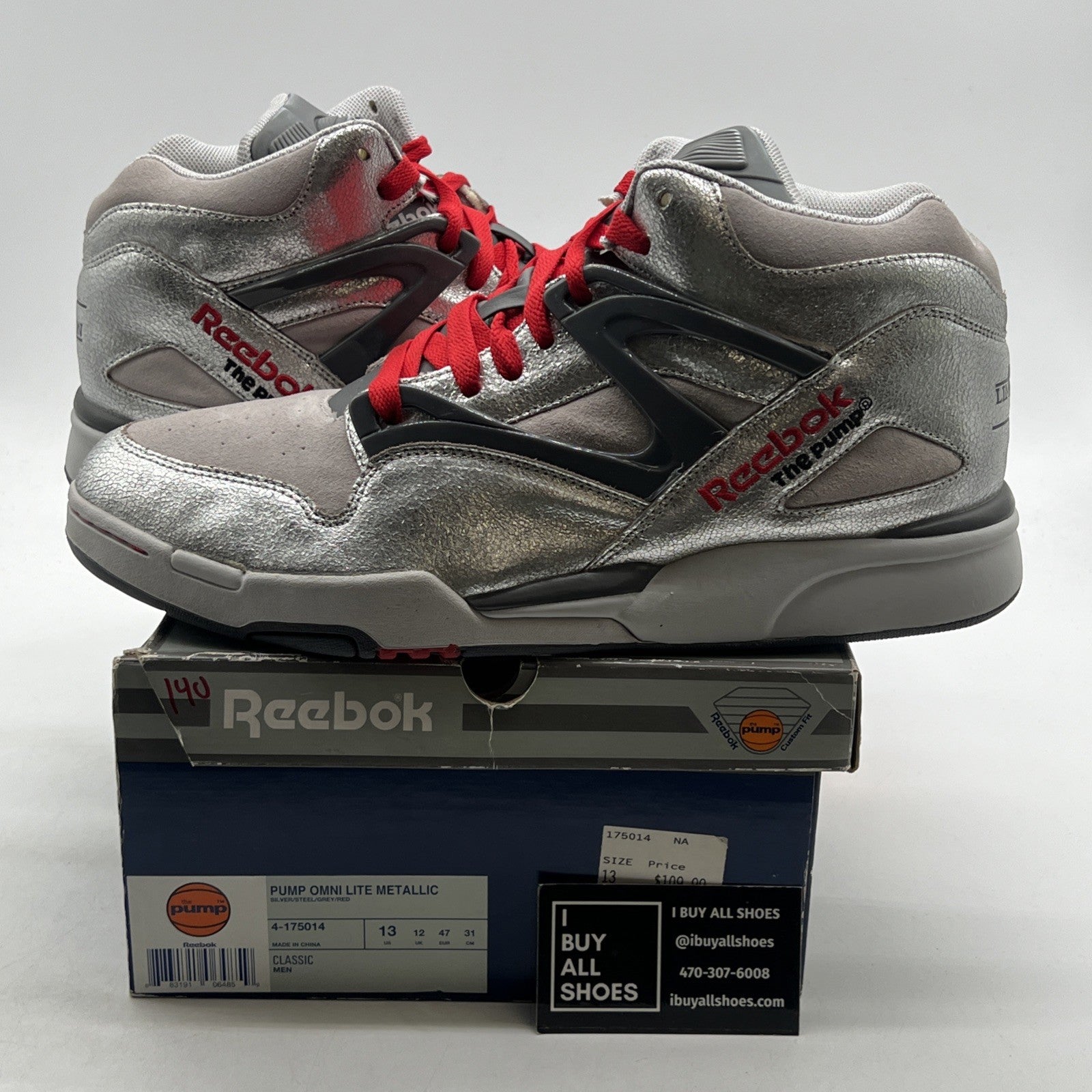 Size 13 - Reebok Pump Omni Lite Metallic Silver (4-175014)