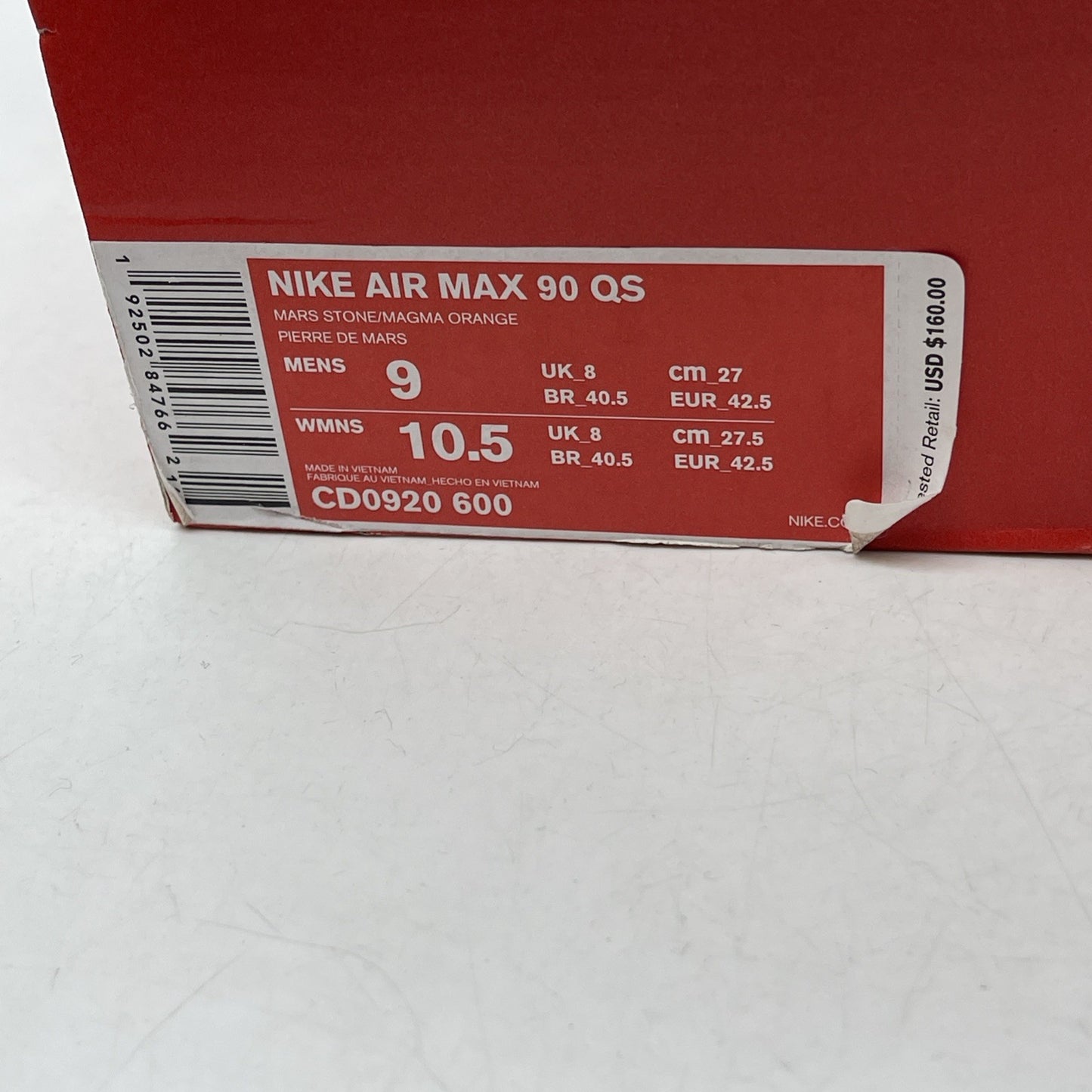 Size 9 - Nike Air Max 90 QS Mars Landing (CD0920-600)