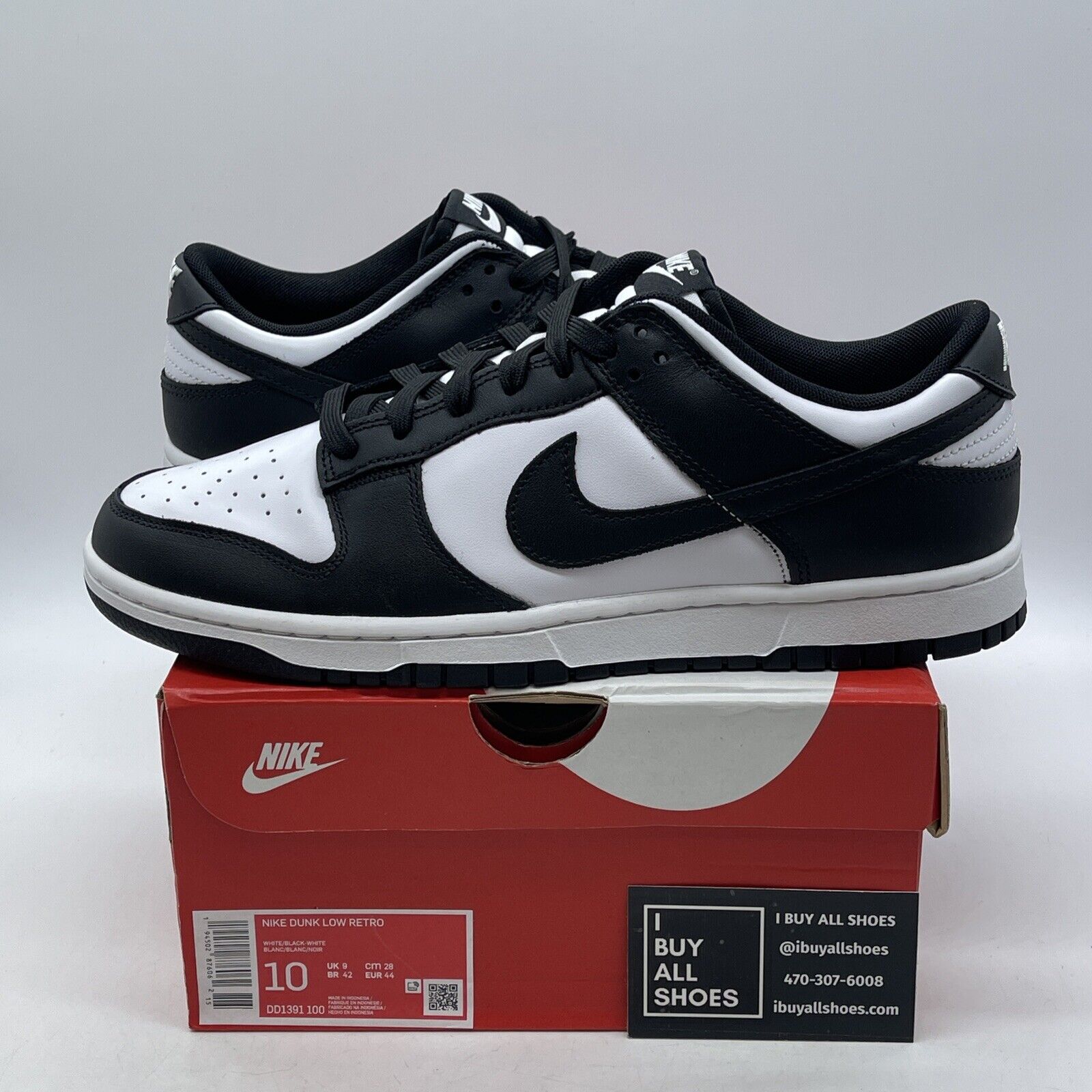 Size 10 - Nike Dunk Low Black White Suede Leather (DD1391-100)