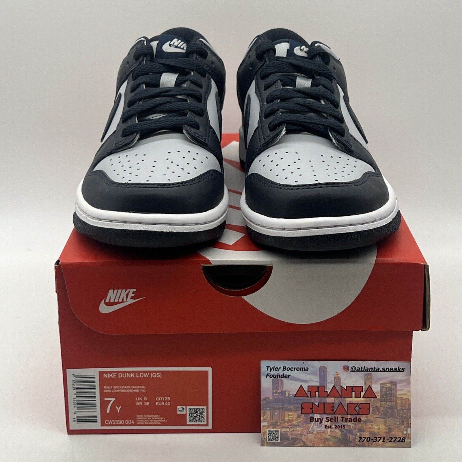 Size 7Y - Dunk Low Georgetown CW1590-004 Navy Grey Leather White (CW1590-005)