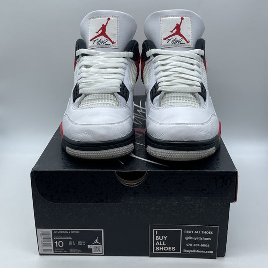 Size 10 - Jordan 4 Retro Mid Red Cement White Red Black Leather (DH6927-161)