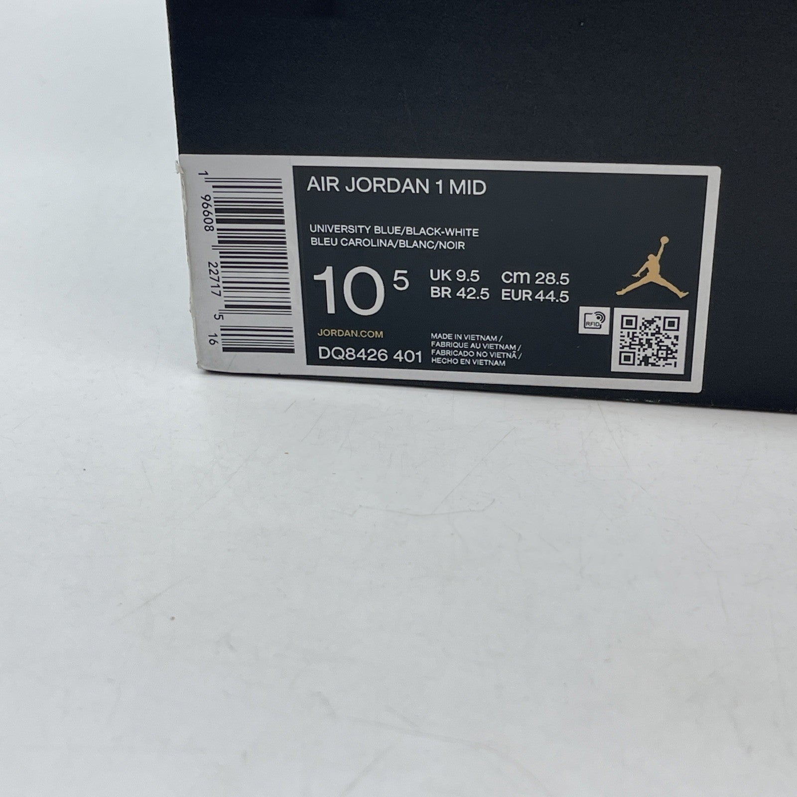 Size 10.5 - Air Jordan 1 Mid University Blue Black Leather (DQ8426-401)