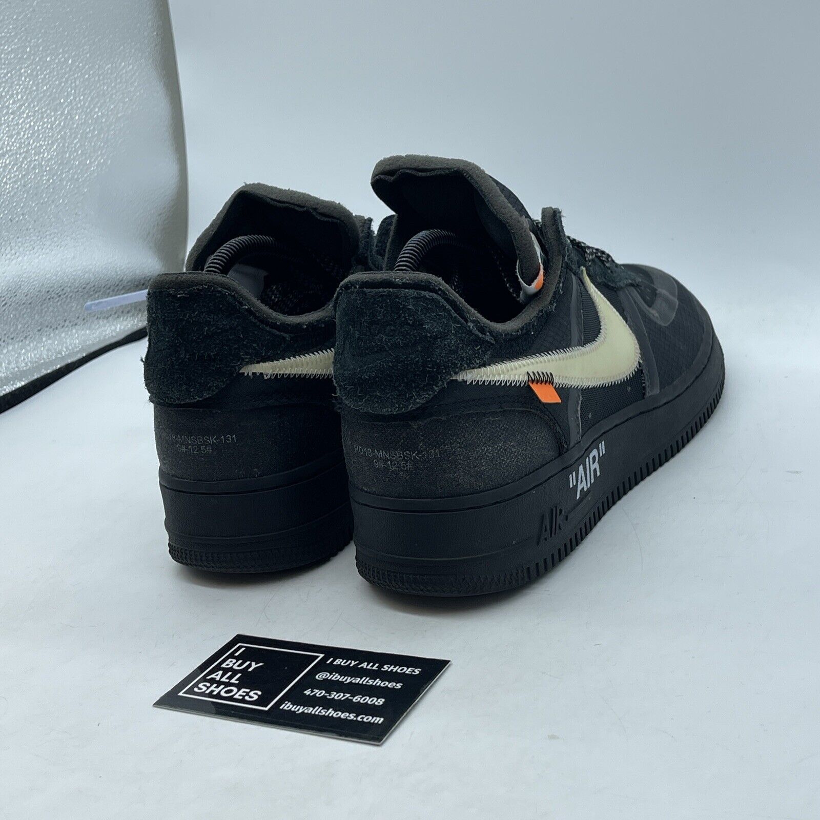 Size 9 - Nike Air Force 1 Low x OFF-WHITE Black 2018 Suede Leather (AO4606-001)