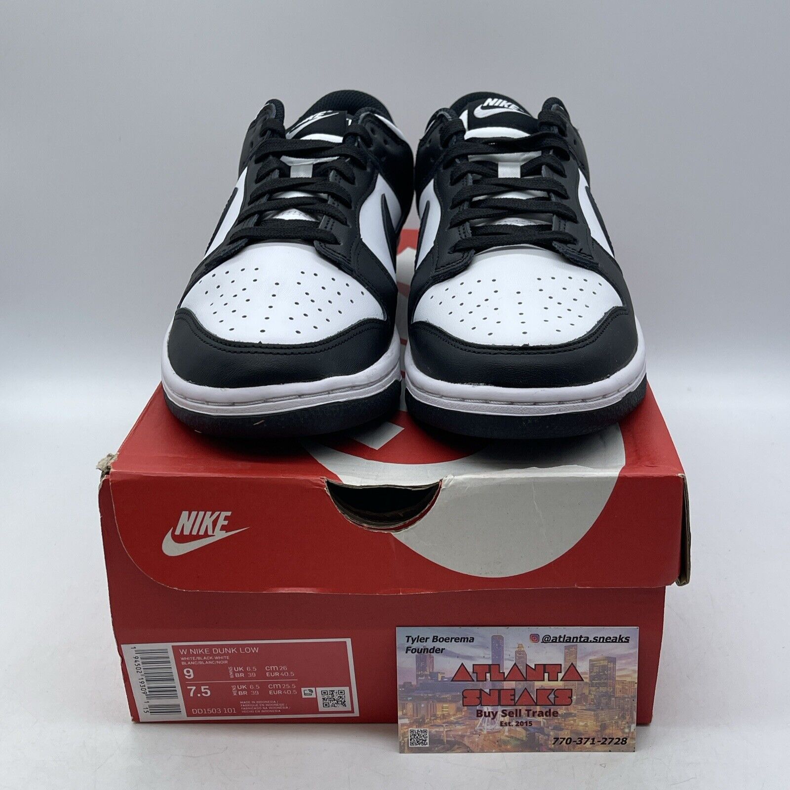 Size 9W - Nike Dunk Low Black White Leather (DD1503-101)