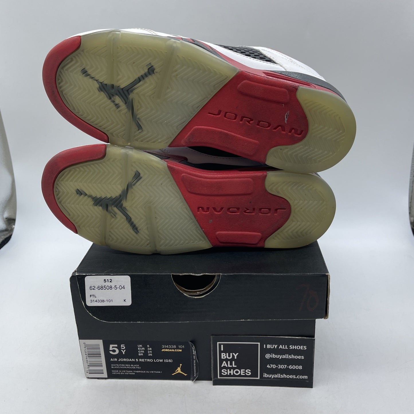 Size 5.5Y - Air Jordan 5 Retro 2016 Low Fire Red (314338-101)