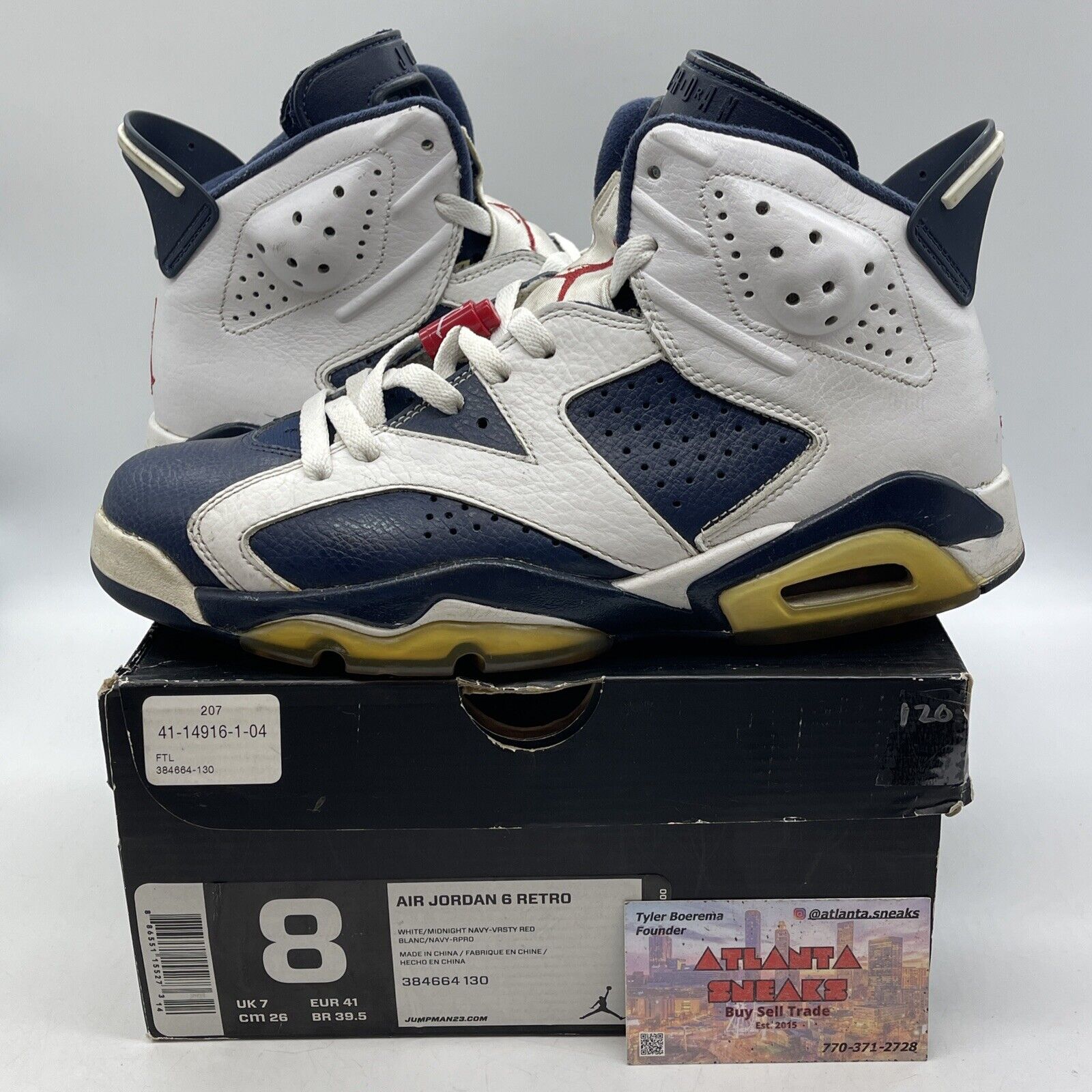 Size 8 - Air Jordan 6 Retro 2012 Olympic Blue White Leather (384664-130)