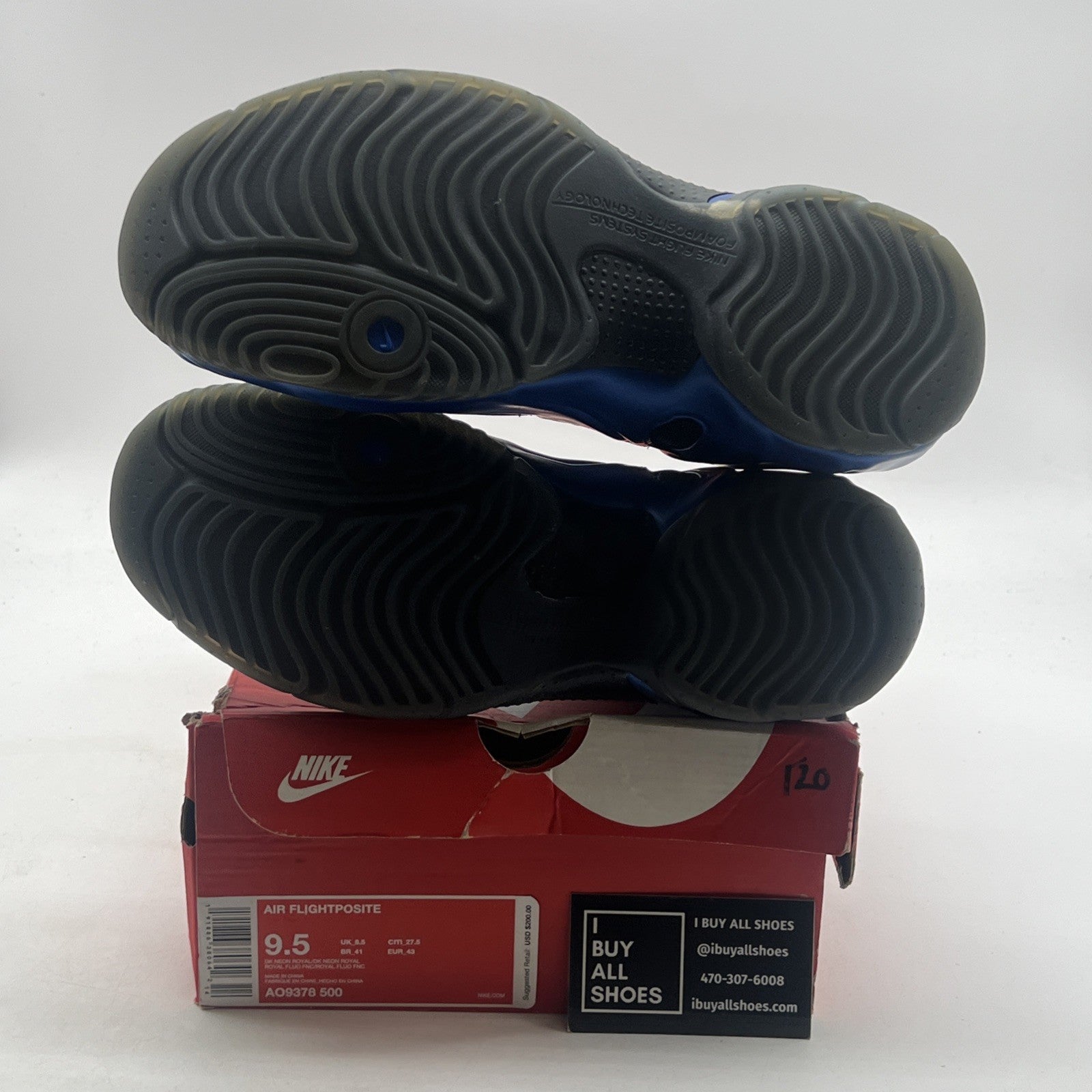 Size 9.5 - Nike Air Flightposite One Dark Neon Royal (AO9378-500)