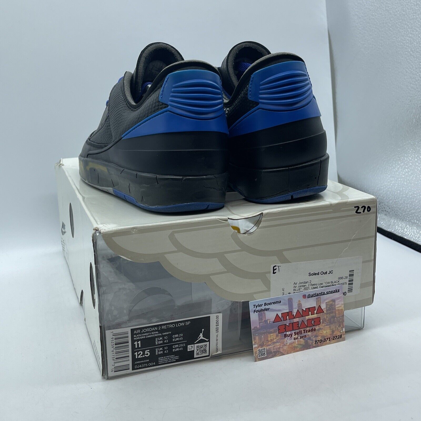 Size 11 - Off-White x Air Jordan 2 Retro SP Low Black Varsity Royal (DJ4375-004)