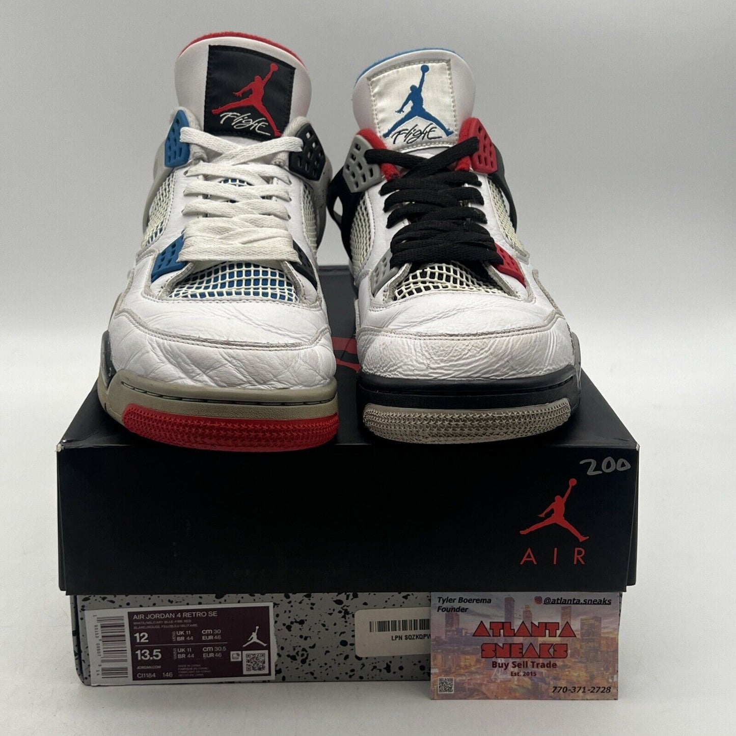 Size 12 - Jordan 4 Retro SE Mid What The 4 White Black Red Blue (CI1184-146)