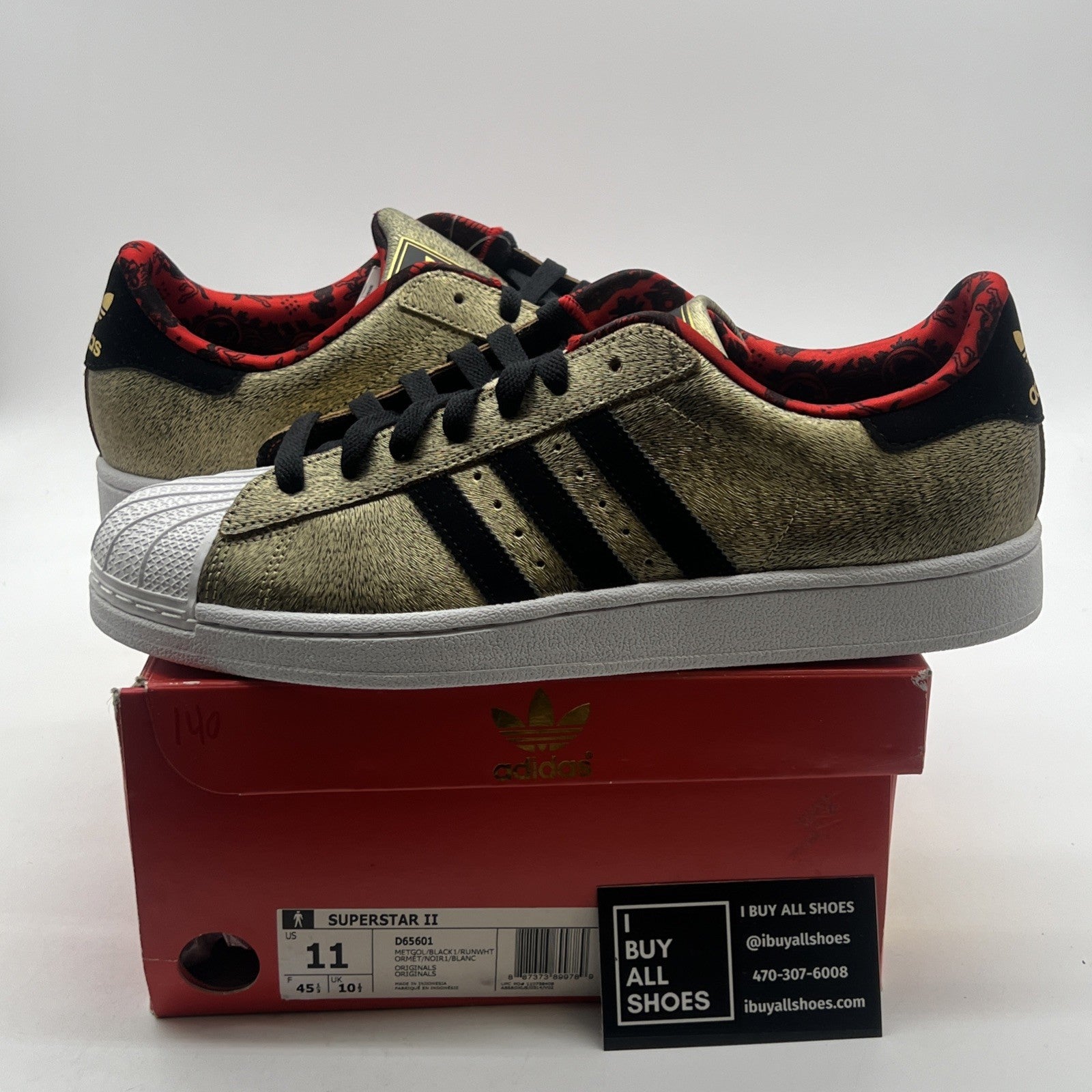 Size 11 - Adidas Superstar Sneakers Shoes 2 Year of the Horse Gold Red (D65601)