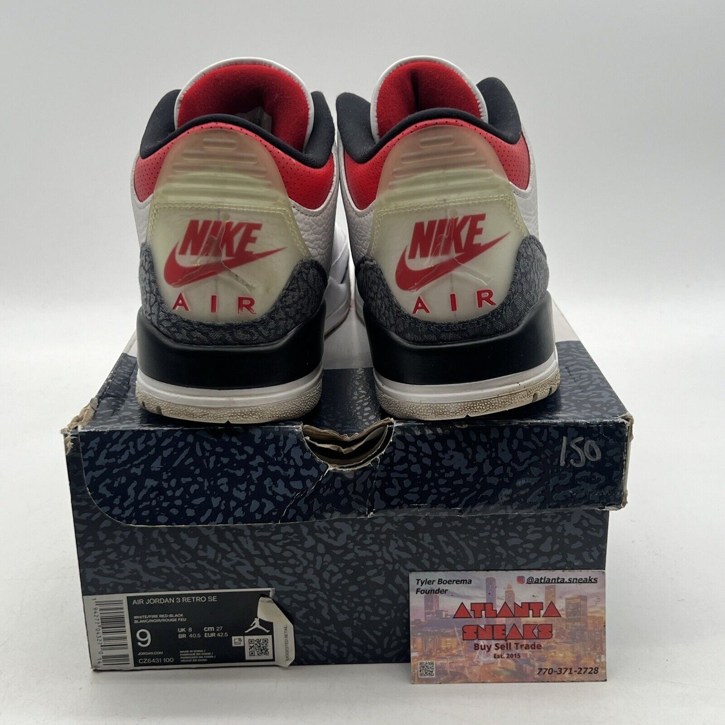 Size 9 - Jordan 3 Retro Denim SE Fire Red 2020 Blue White Leather (CZ6431-100)