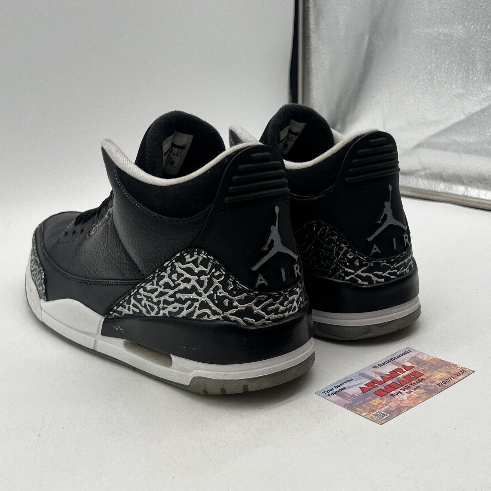 Size 13 - Air Jordan 3 Retro Wolf Grey Black White Leather Customs (136064-004)