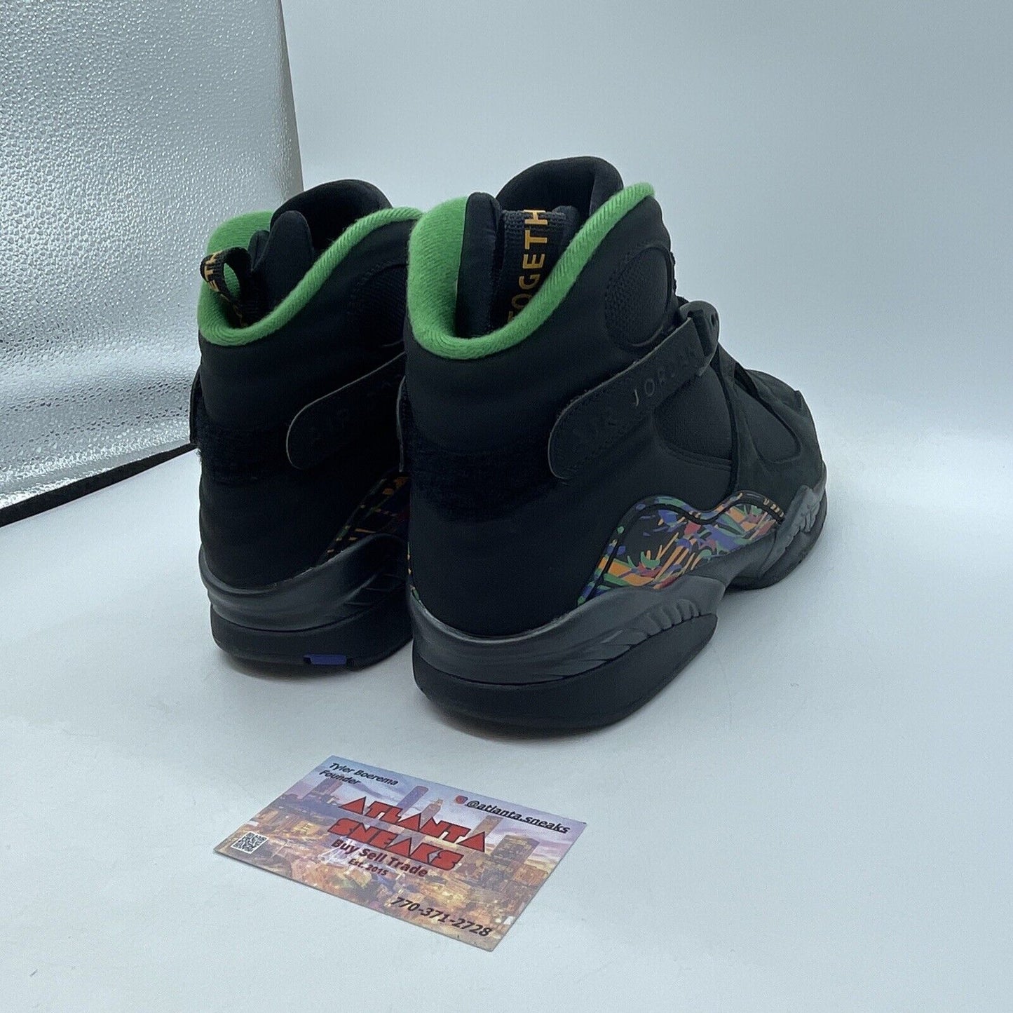 Size 8.5 - Air Jordan 8 Retro Tinker - Air Raid Black Green Suede (305381-004)