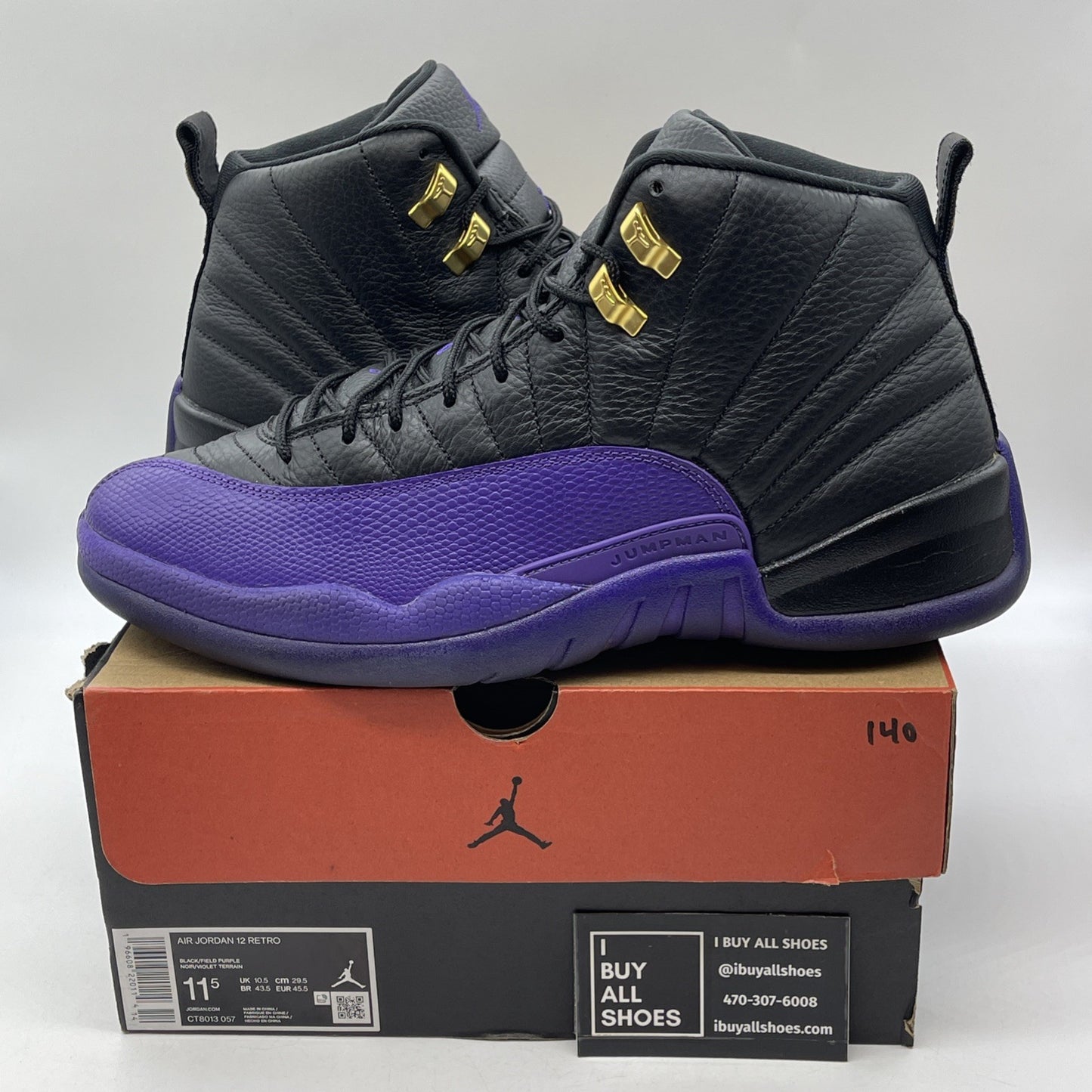 Size 11.5 - Jordan 12 Retro Mid Field Purple Black Leather (CT8013-057)