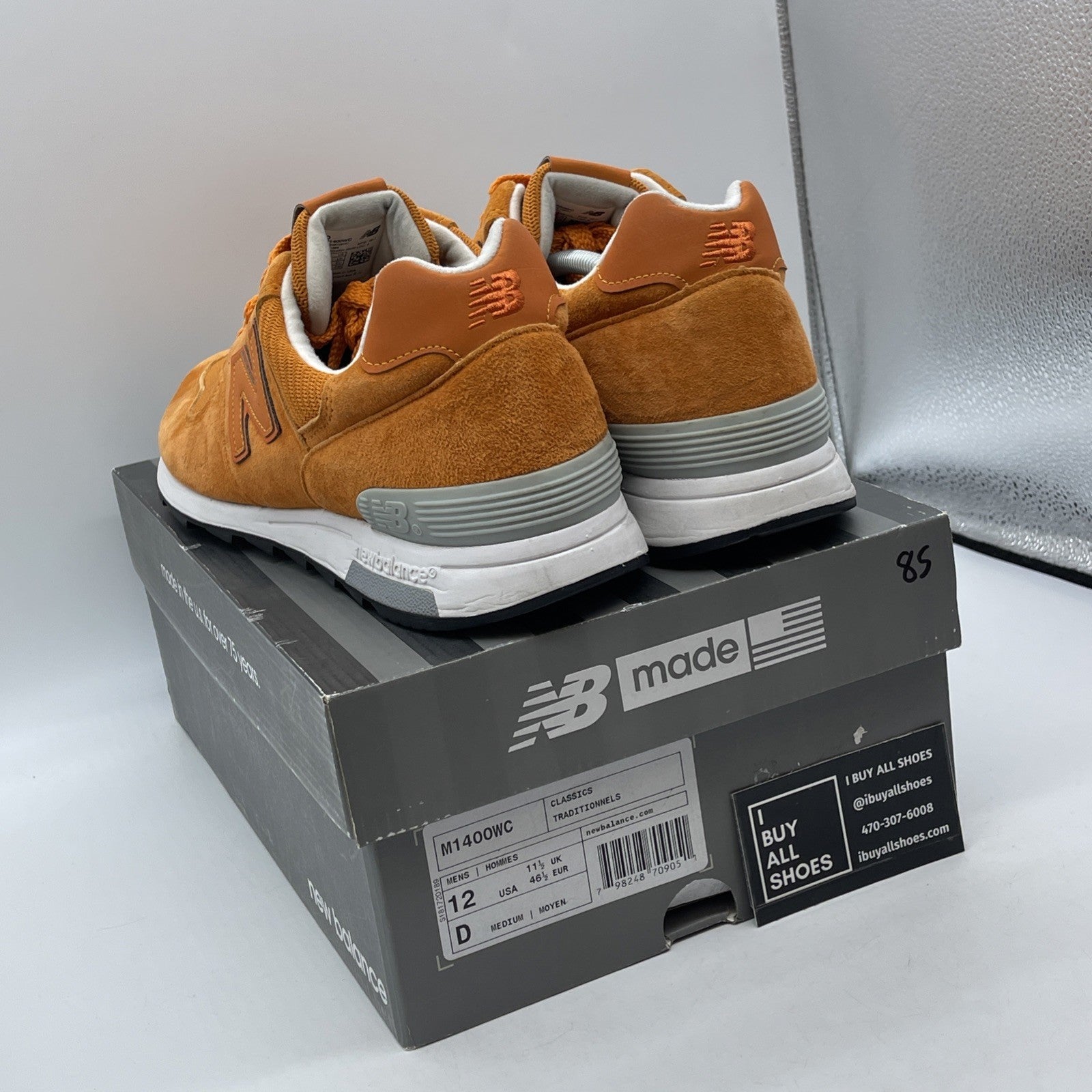 Size 12 - New Balance 1400 Suede Sneakers Orange Grey Leather (M1400WC)