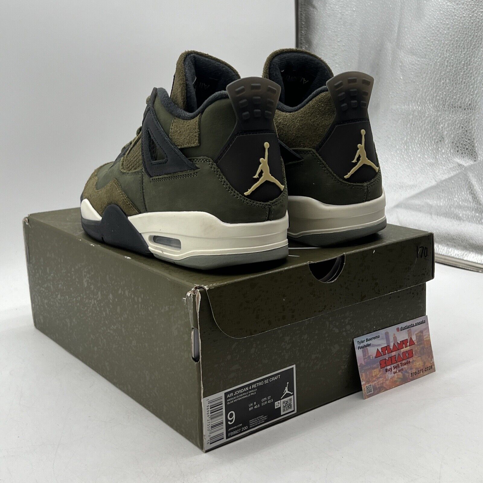 Size 9 - Jordan 4 SE Retro Low Craft - Olive Black White Suede (FB9927-200)