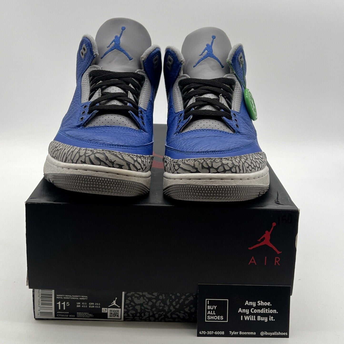 Size 11.5 - Air Jordan 3 Retro Varsity Royal 2020 (CT8532-400)