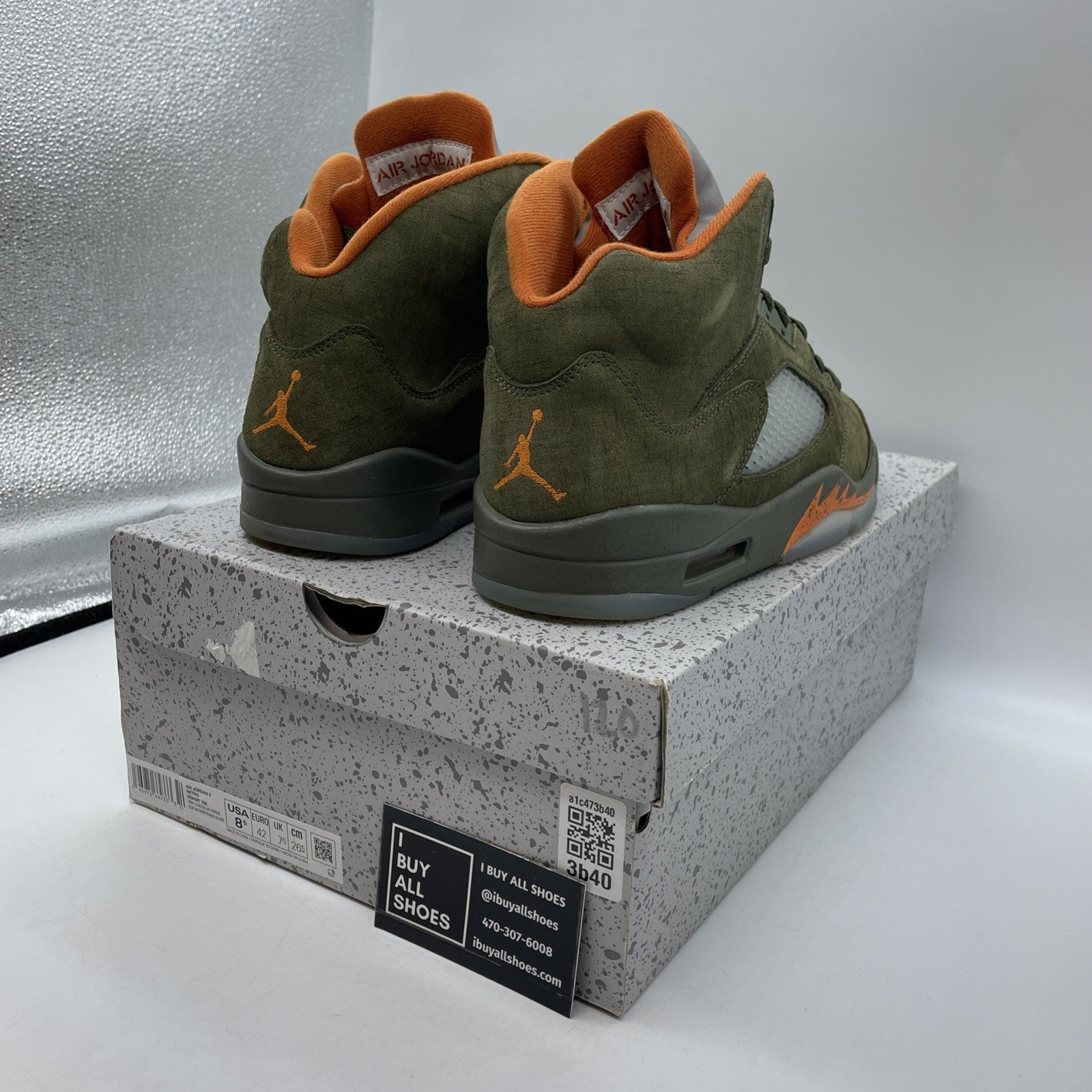 Size 8.5 - Air Jordan 5 Retro 2024 Olive Green Orange Suede (DD0587-308)