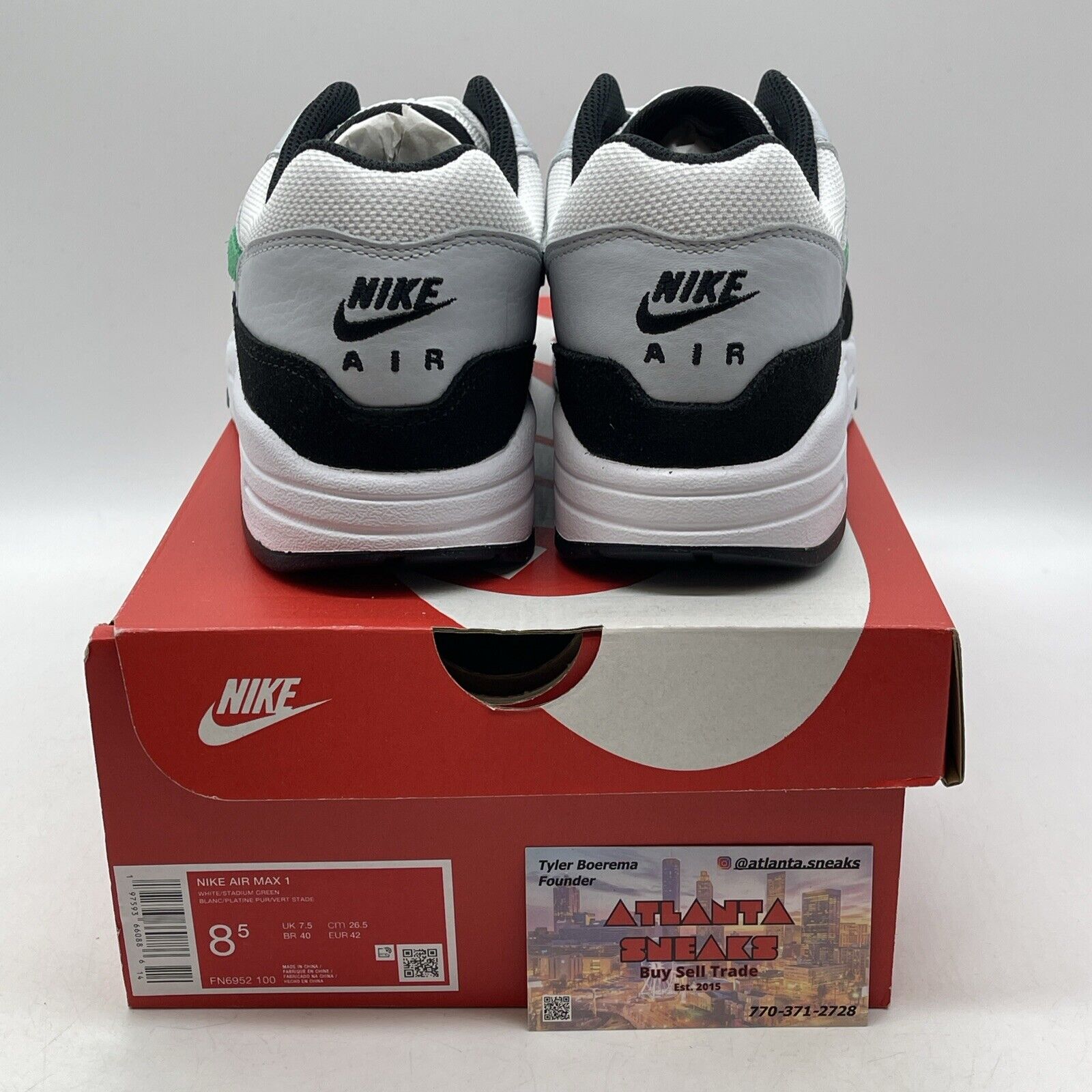 Size 8.5 - Nike Air Max 1 Low Stadium Green White Black Suede (FN6952-100)