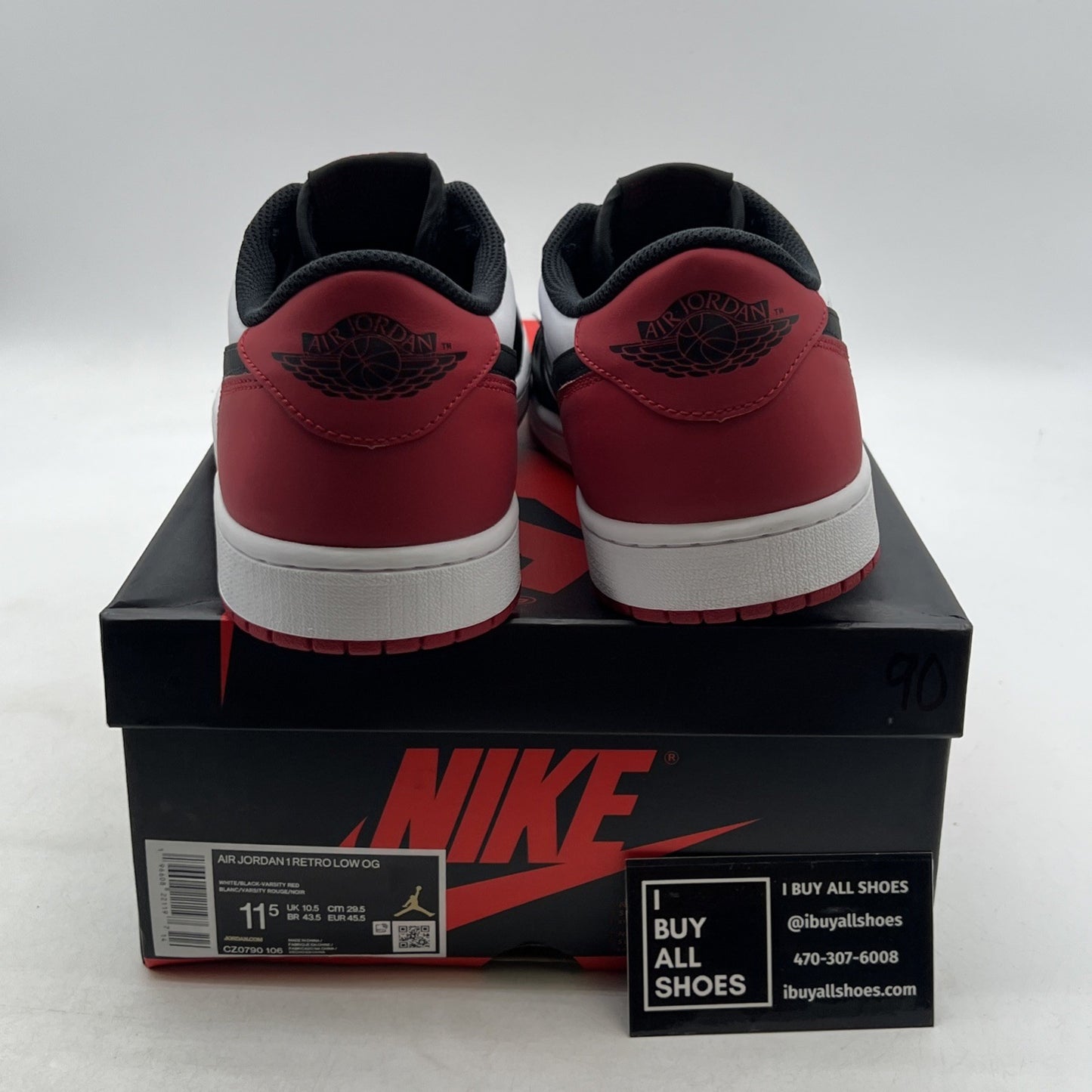 Size 11.5 - Air Jordan 1 Retro OG Low Black Toe (CZ0790-106)