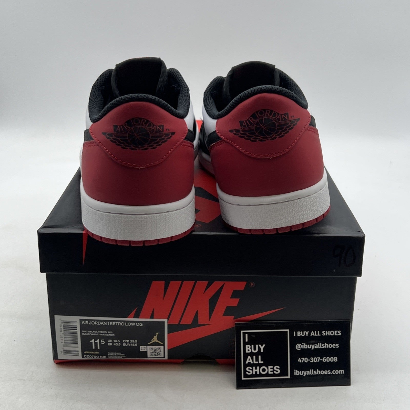 Size 11.5 - Air Jordan 1 Retro OG Low Black Toe (CZ0790-106)