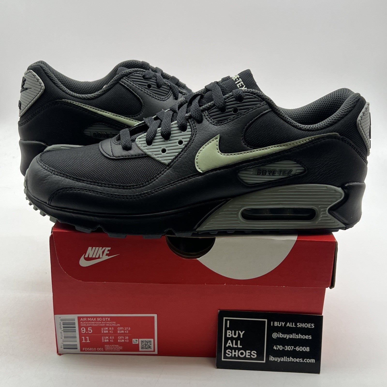 Size 9.5 - Nike Air Max 90 GTX Gore-Tex Black Honeydew Anthracite (FD5810-001)