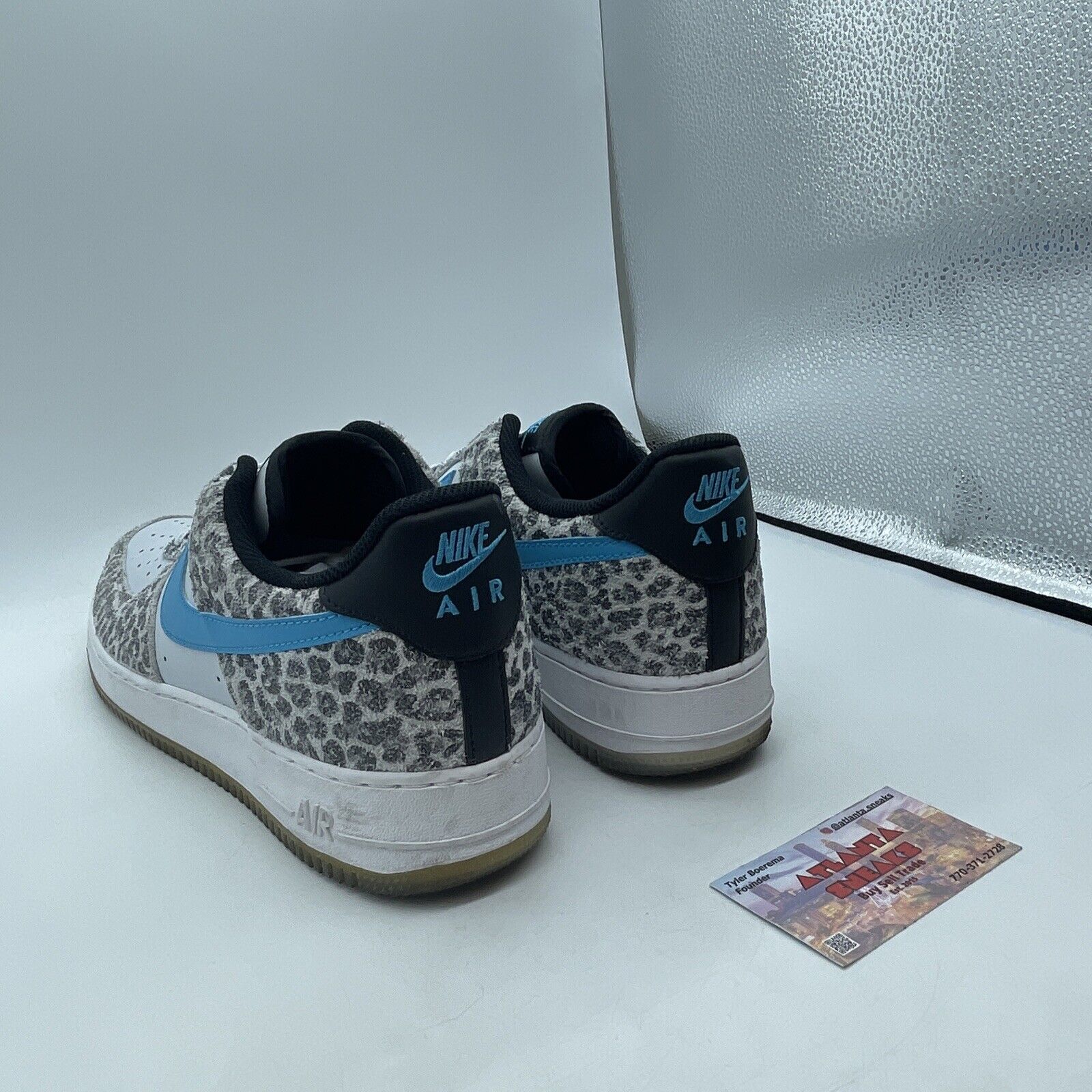 Size 11 - Nike Air Force 1 Premium Low Snow Leopard White Blue (DJ6192-001)