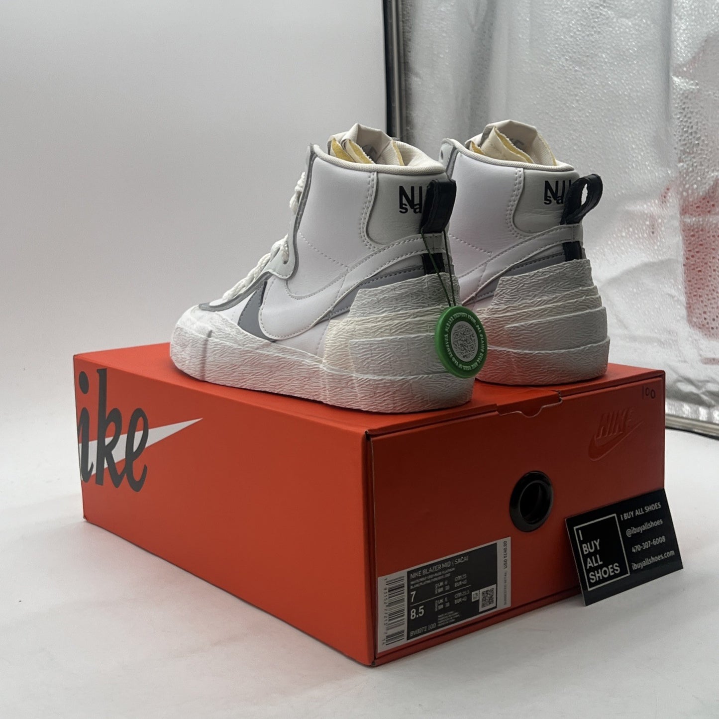 Size 7 - Nike sacai x Blazer Mid White Grey (BV0072-100)