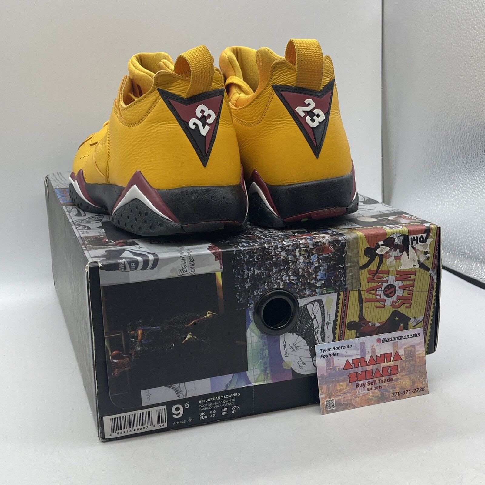 Size 9.5 - Air Jordan 7 Retro NRG Low Taxi Black Yellow Leather (AR4422-701)