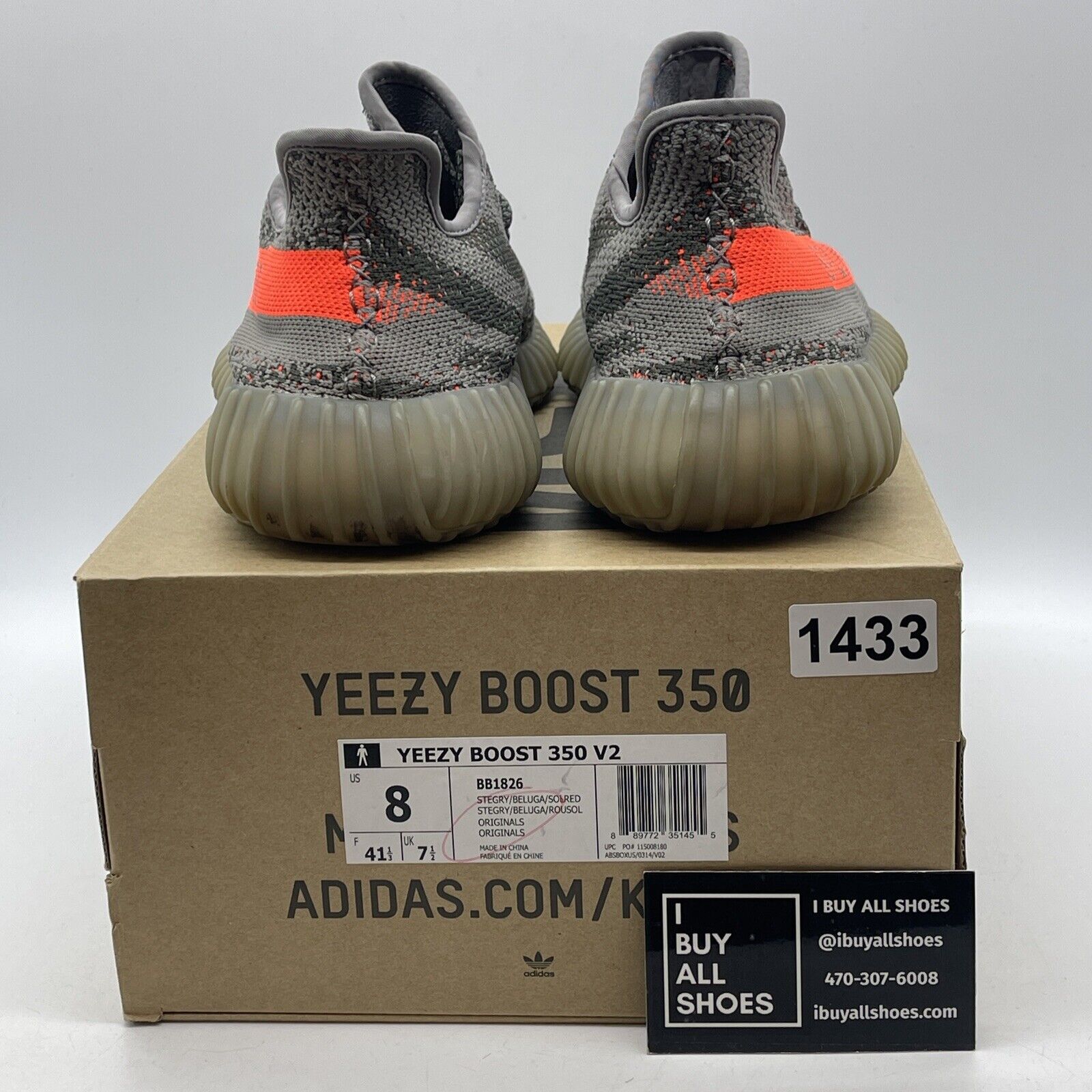 Size 8 - adidas Yeezy Boost 350 V2 Beluga Grey Green Orange Suede (BB1826)
