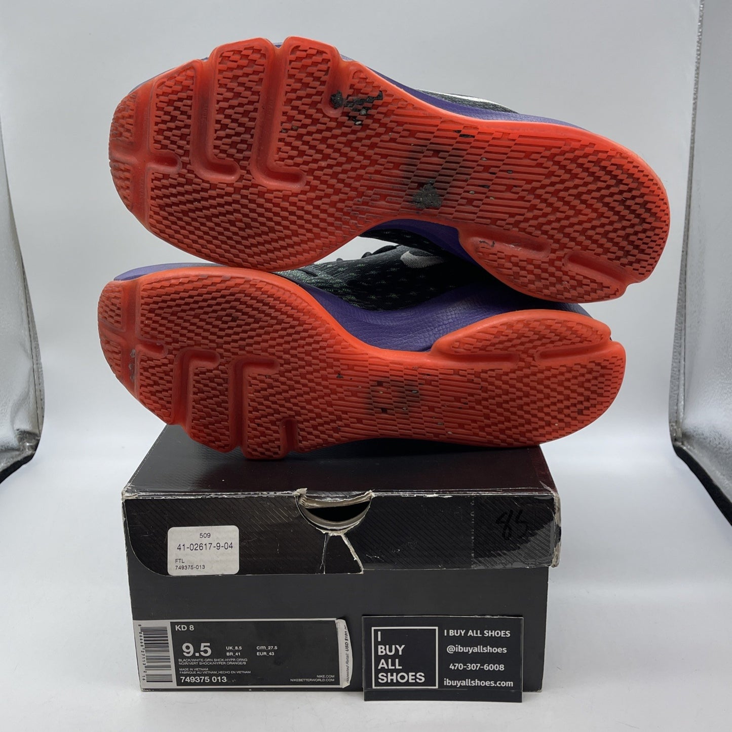 Size 9.5 - Nike KD 8 Vinary Silver Black Suede  (749375-013)