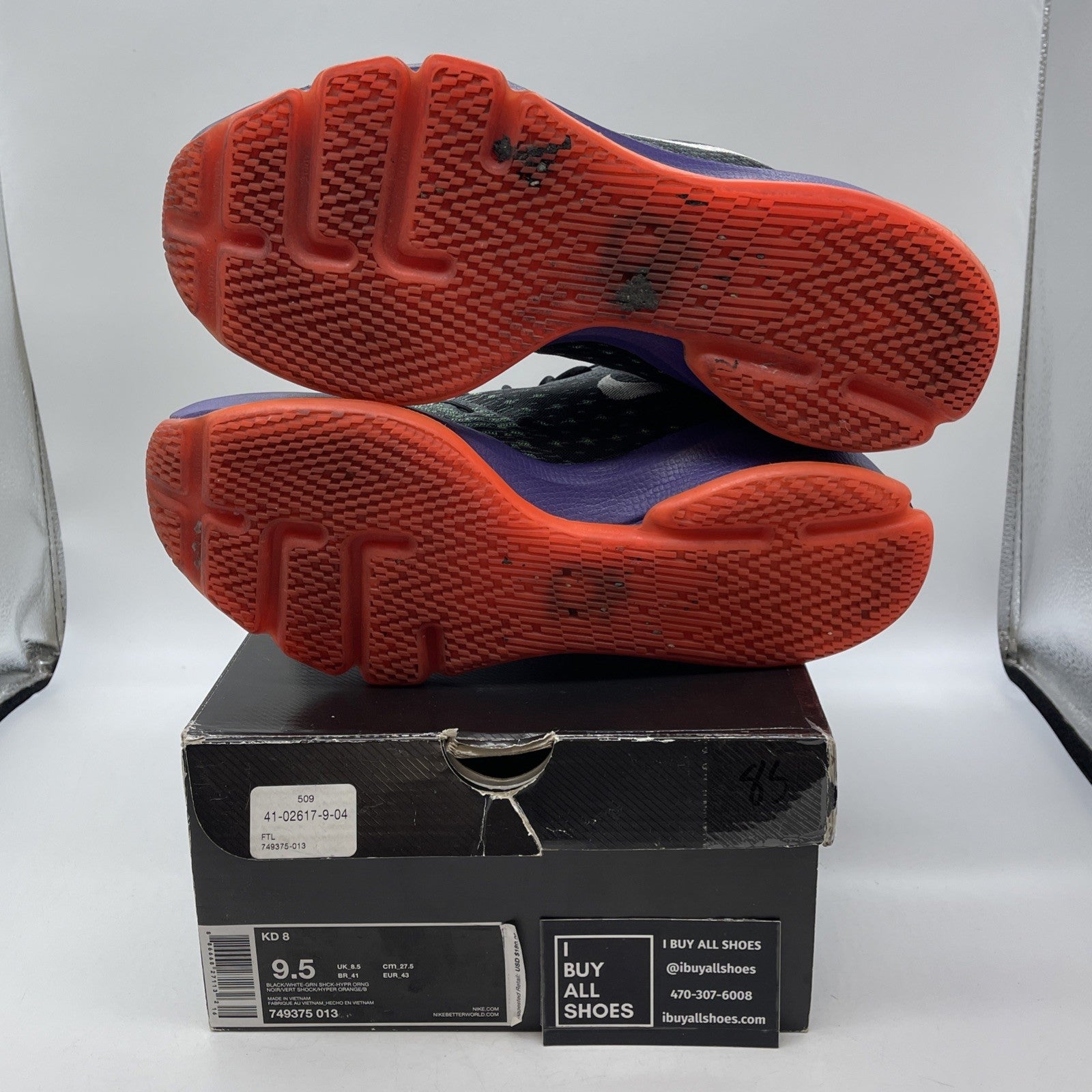 Size 9.5 - Nike KD 8 Vinary Silver Black Suede  (749375-013)