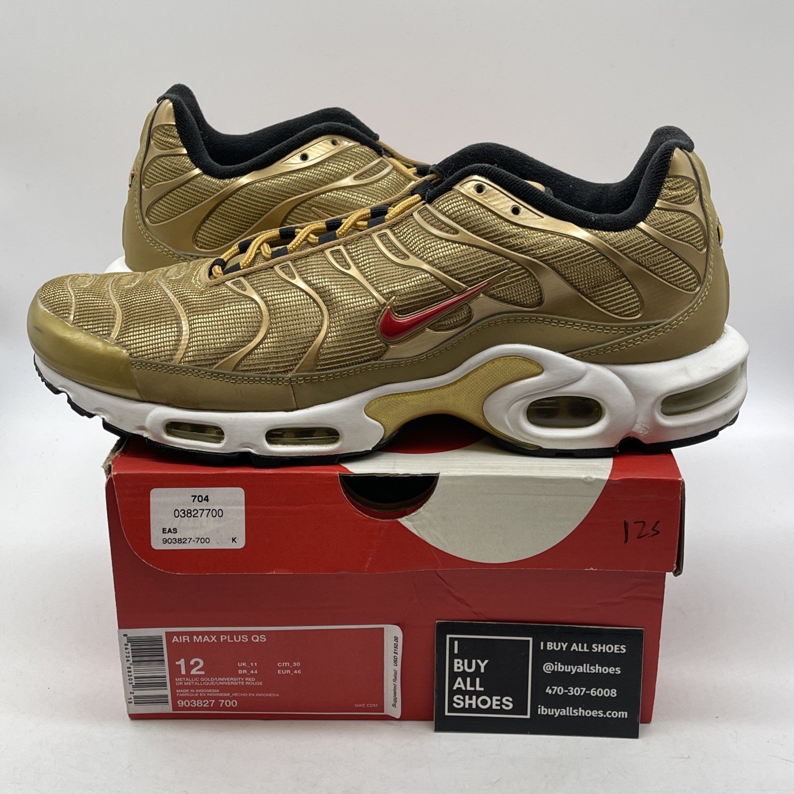 Size 12 - Nike Air Max Plus QS Metallic Gold Suede Leather (903827-700)