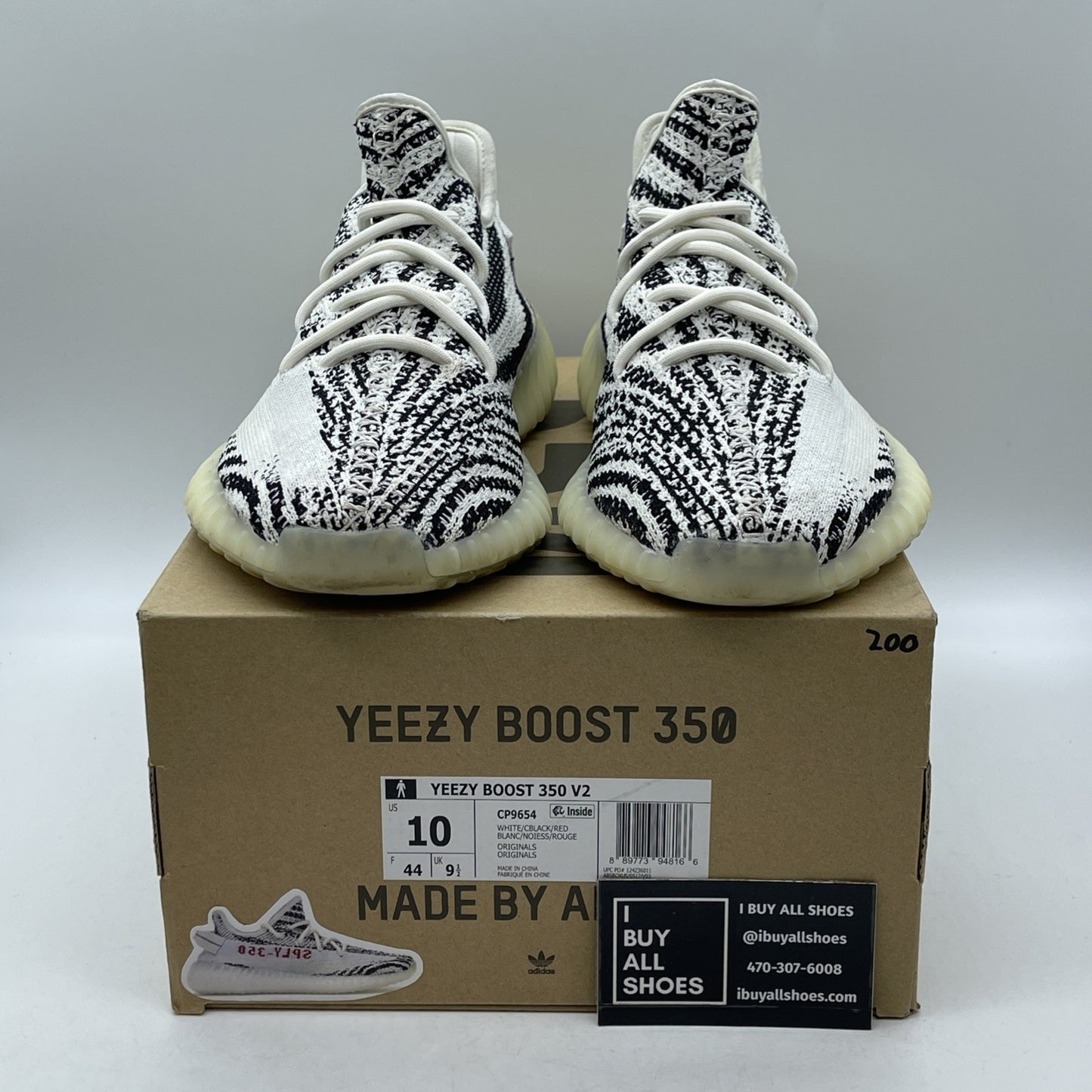 Size 10 - adidas Yeezy Boost 350 V2 Low Zebra White Black Suede (CP9654)