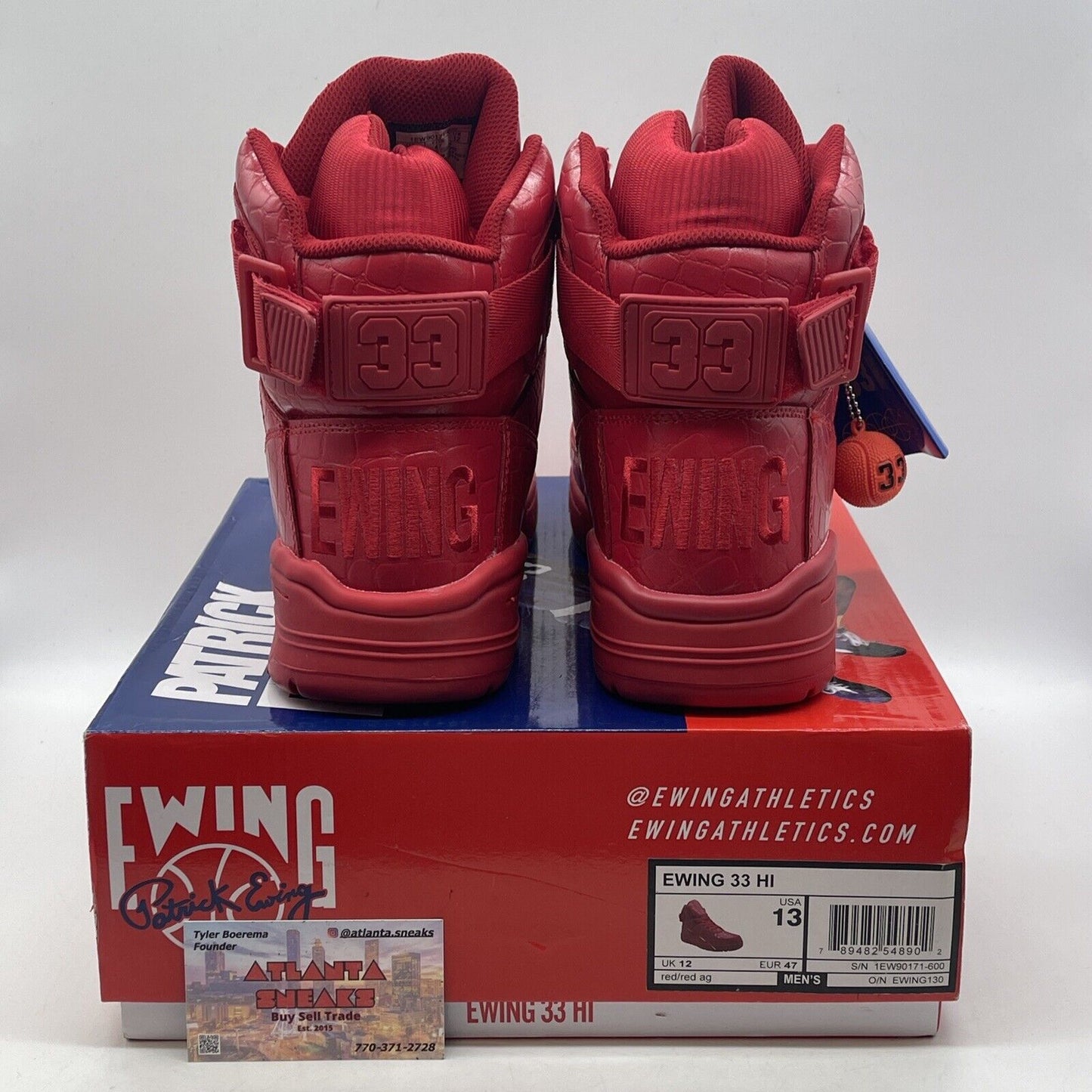 Size 13 - Ewing Athletics Ewing 33 Hi Red Croc Skin Red Leather (1EW90171-600)