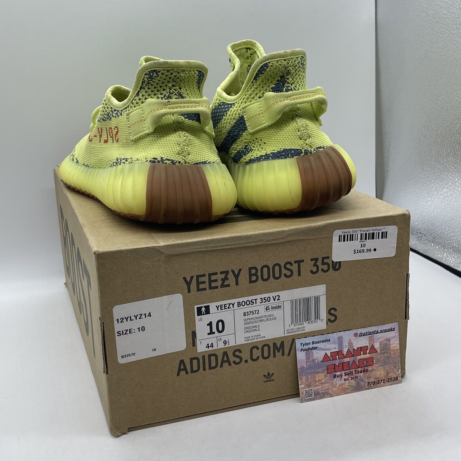 Size 10 - adidas Yeezy Boost 350 V2 Low Semi Frozen Yellow Red Brown (B37572)