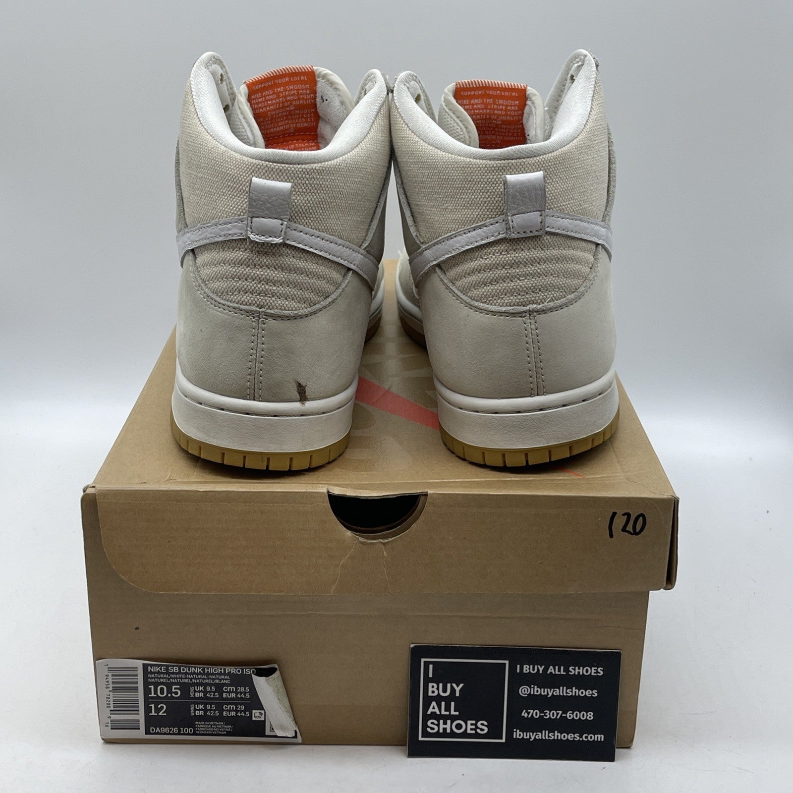 Size 10.5W -Nike Dunk Pro ISO SB High Unbleached Pack Natural (DA9626-100)