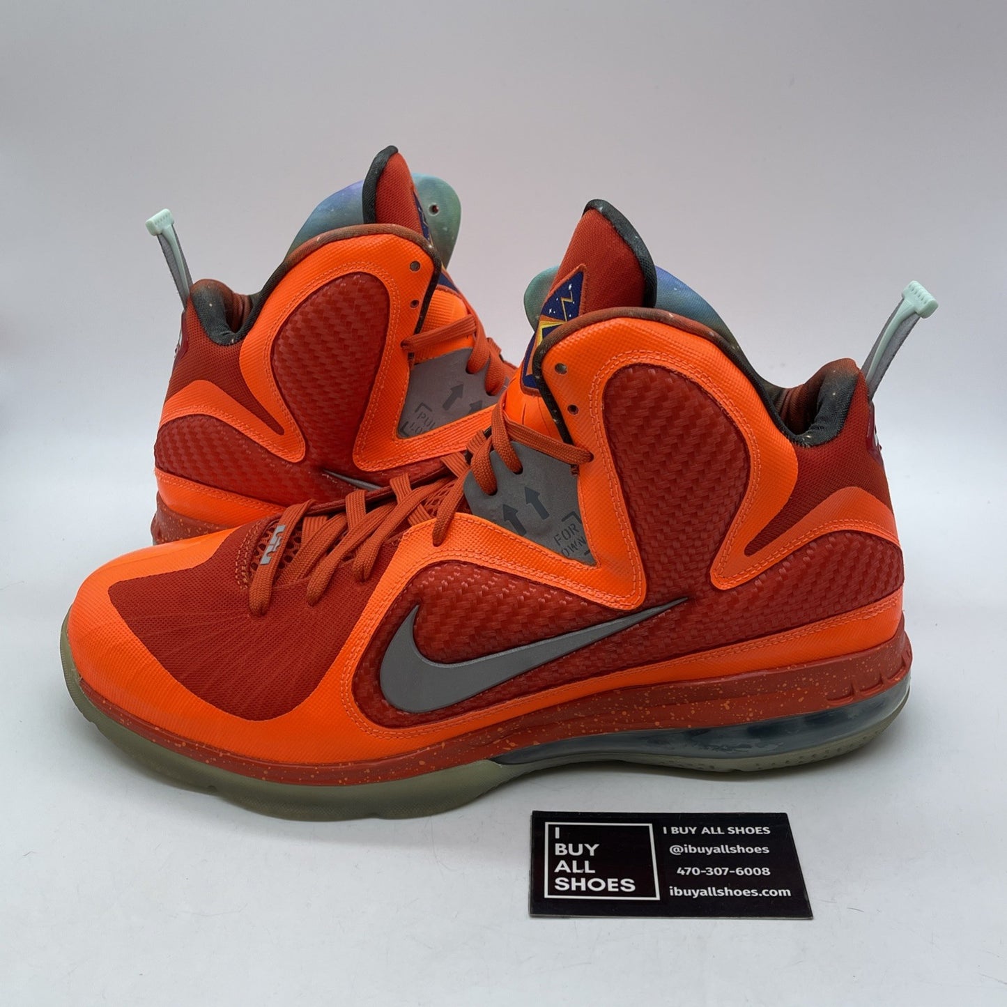 Size 13 - Nike LeBron 9 AS 2012 Big Bang Grey Orange Leather (520811-800)