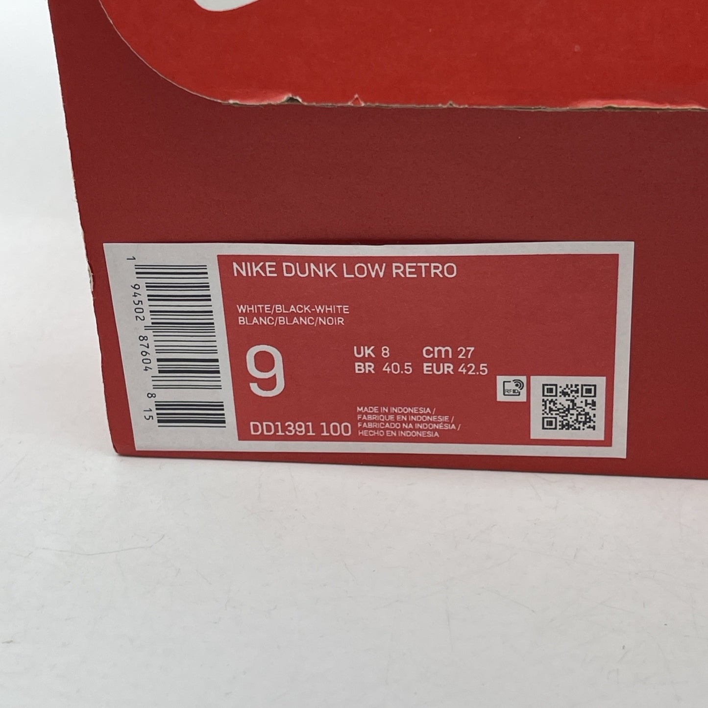 Size 9 - Nike Dunk Low Black White Leather (DD1391-100)