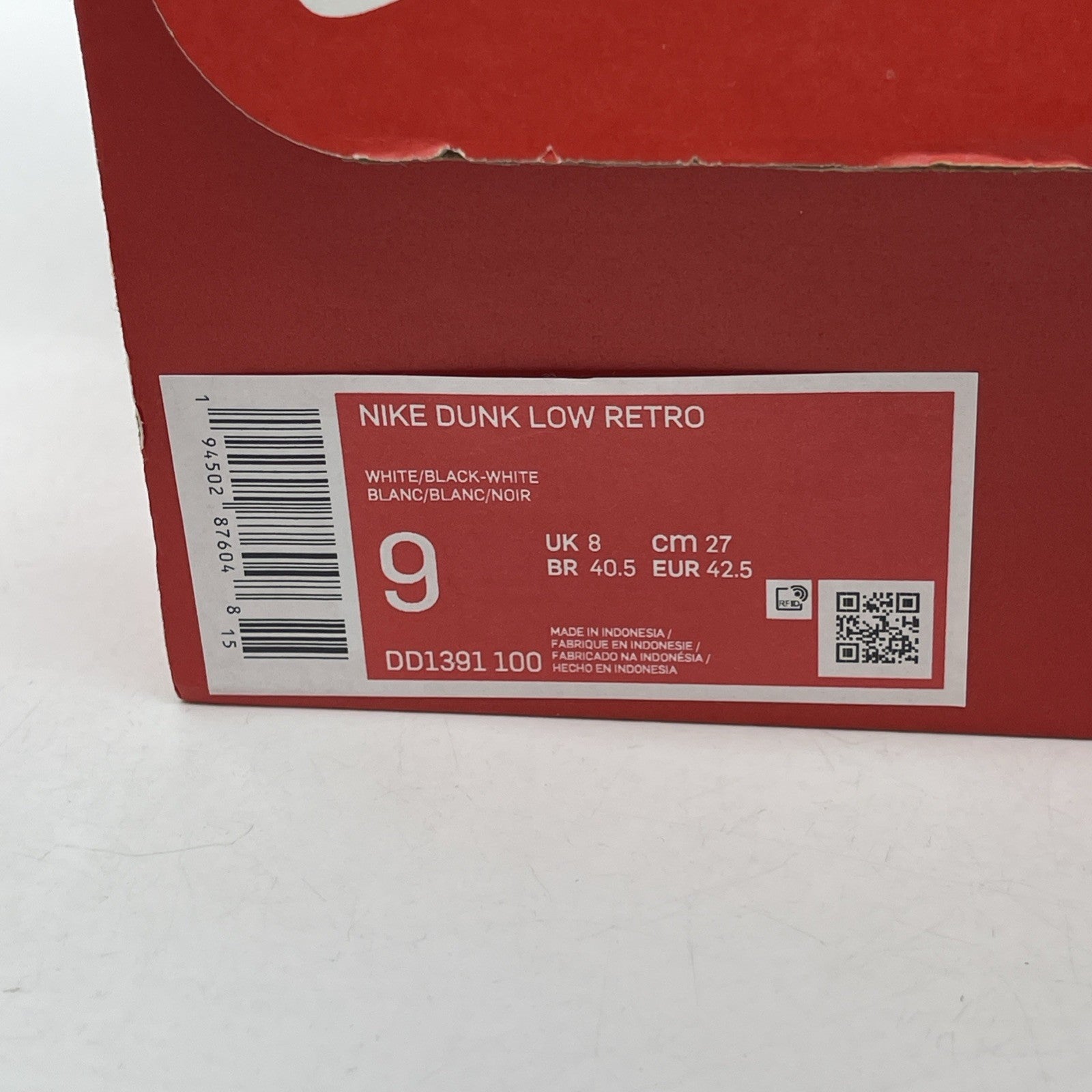 Size 9 - Nike Dunk Low Black White Leather (DD1391-100)