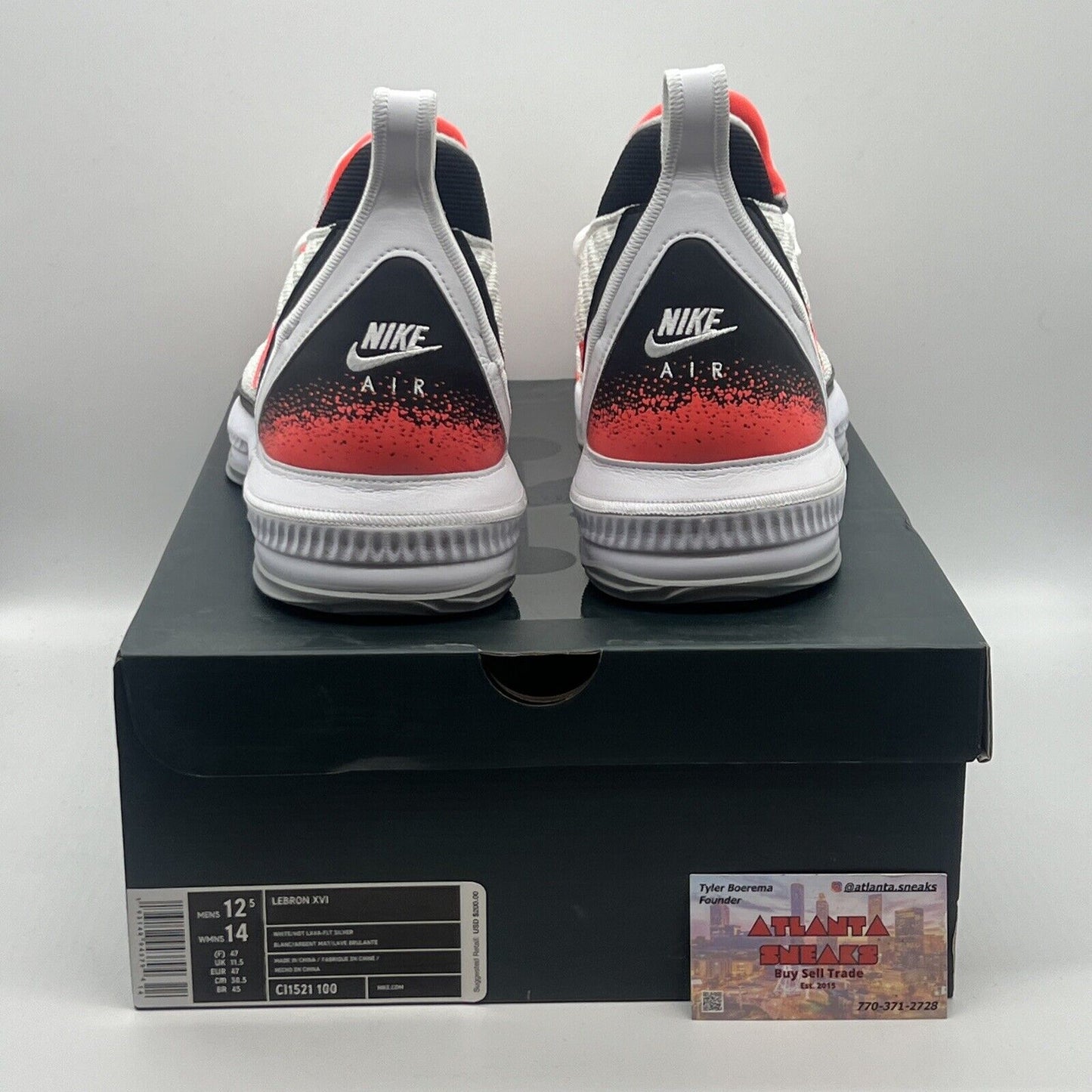Size 12.5 - Nike LeBron 16 Air Tech Challenge Hot Lava White Brand New Og All