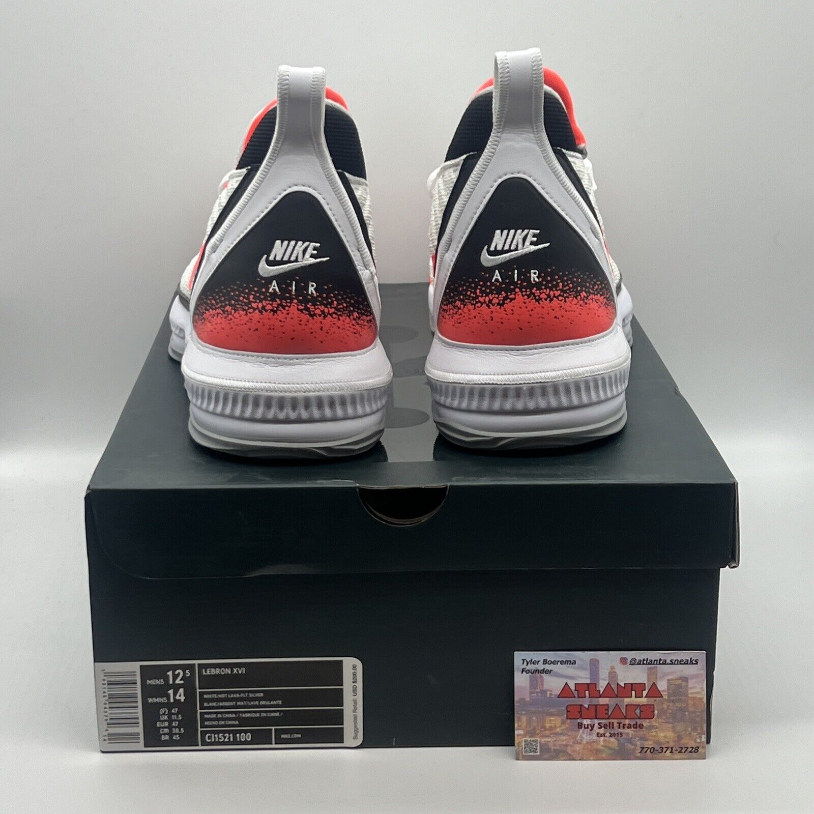 Size 12.5 - Nike LeBron 16 Air Tech Challenge Hot Lava White Brand New Og All